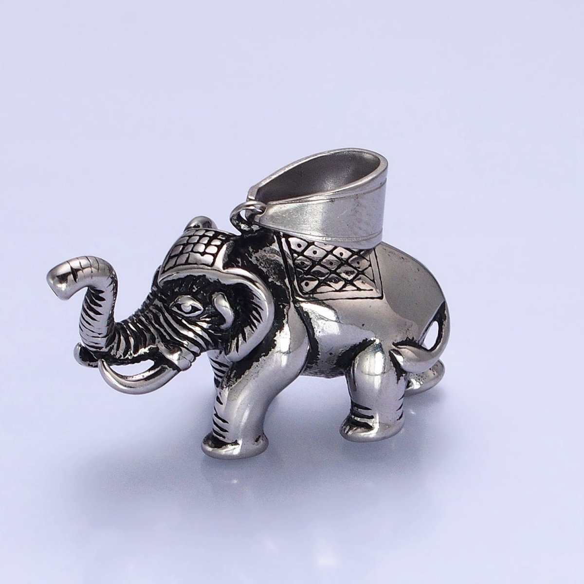 Stainless Steel Textured Circus Elephant Pendant in Gold & Silver | P-1110 - DLUXCA