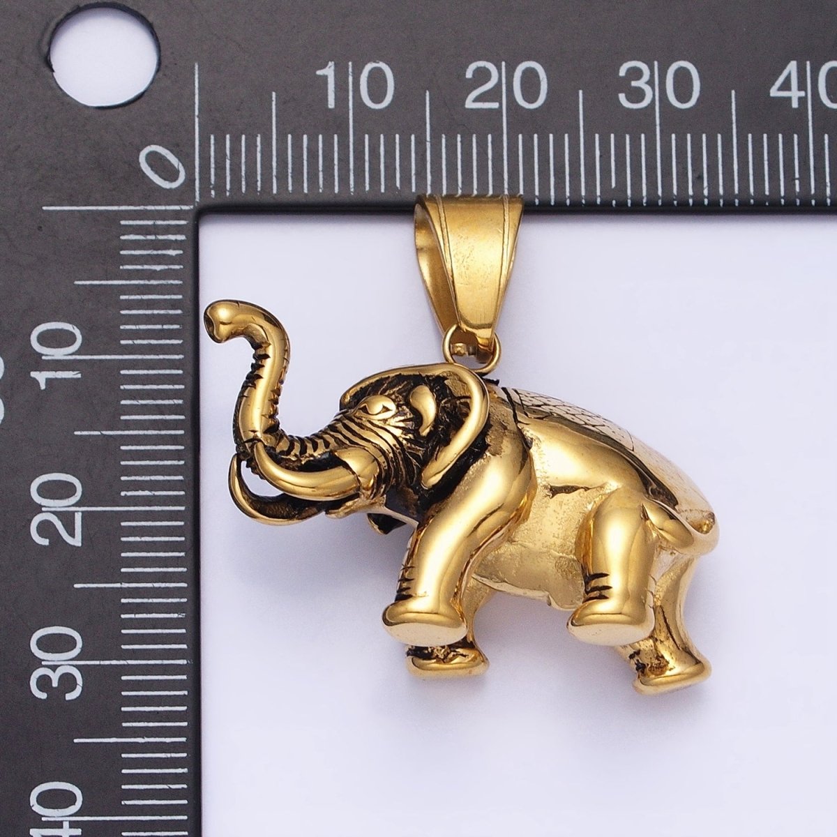 Stainless Steel Textured Circus Elephant Pendant in Gold & Silver | P-1110 - DLUXCA