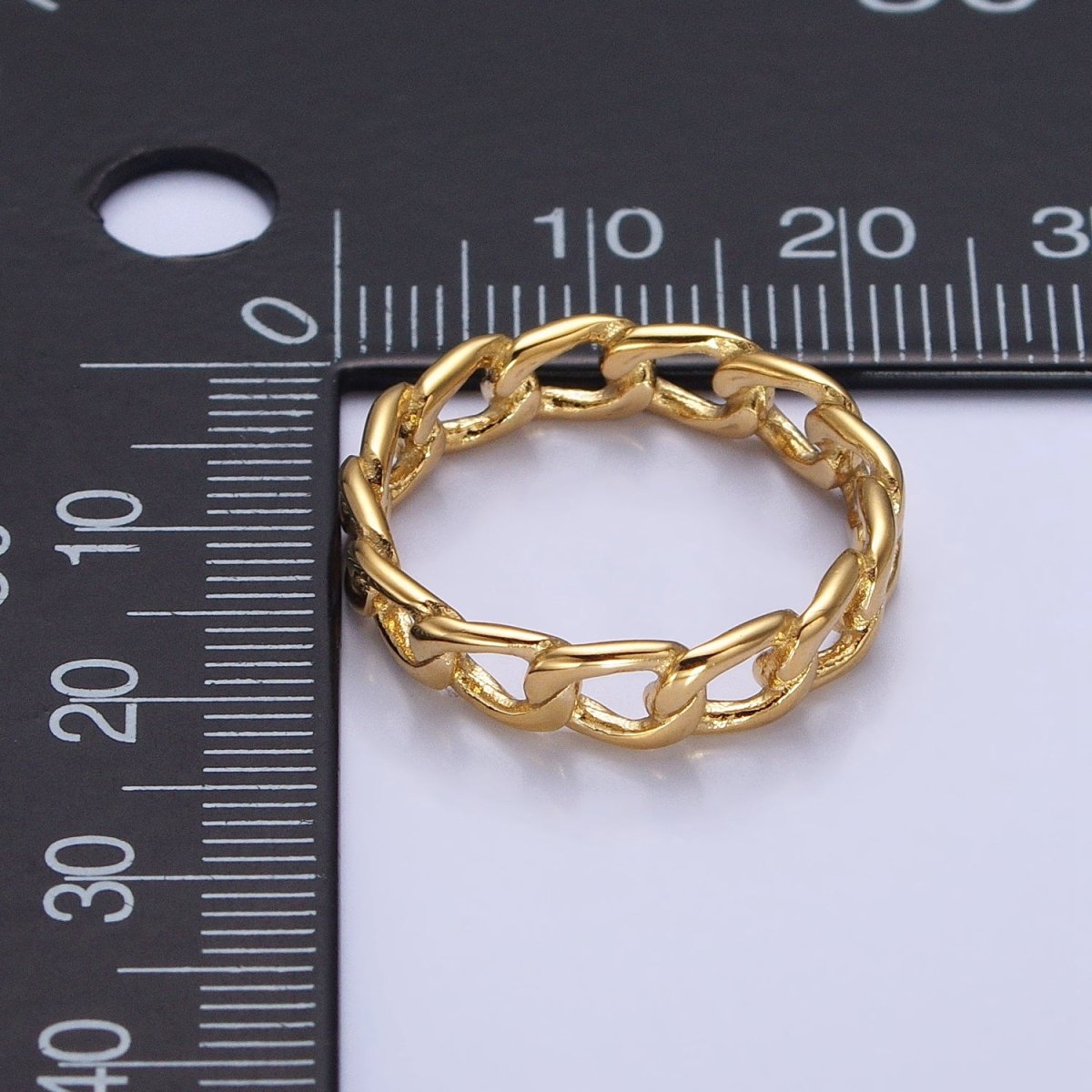 Stainless Steel Thin Curb Chain Link Ring in Gold & Silver | O-1673~O-1680 - DLUXCA