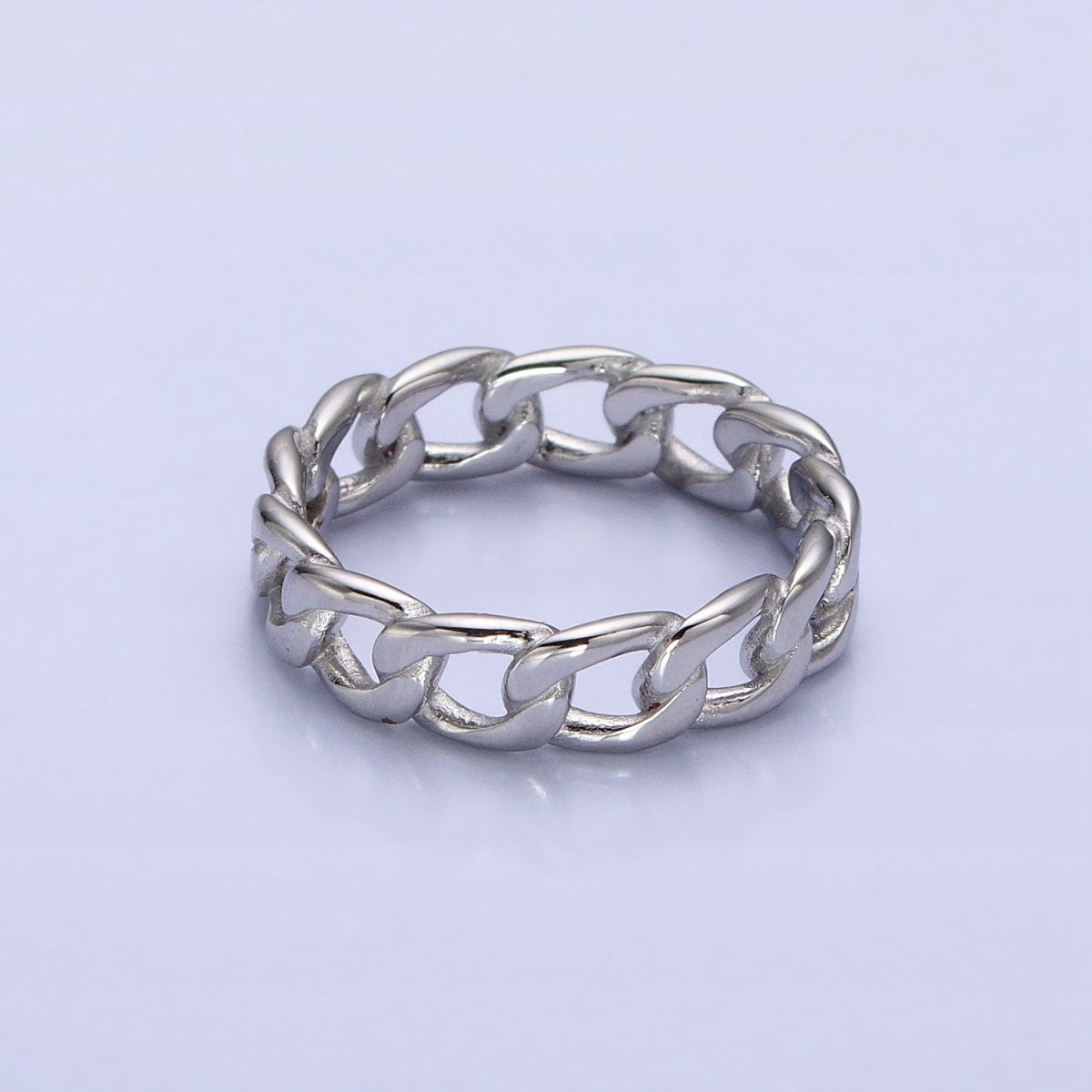 Stainless Steel Thin Curb Chain Link Ring in Gold & Silver | O-1673~O-1680 - DLUXCA