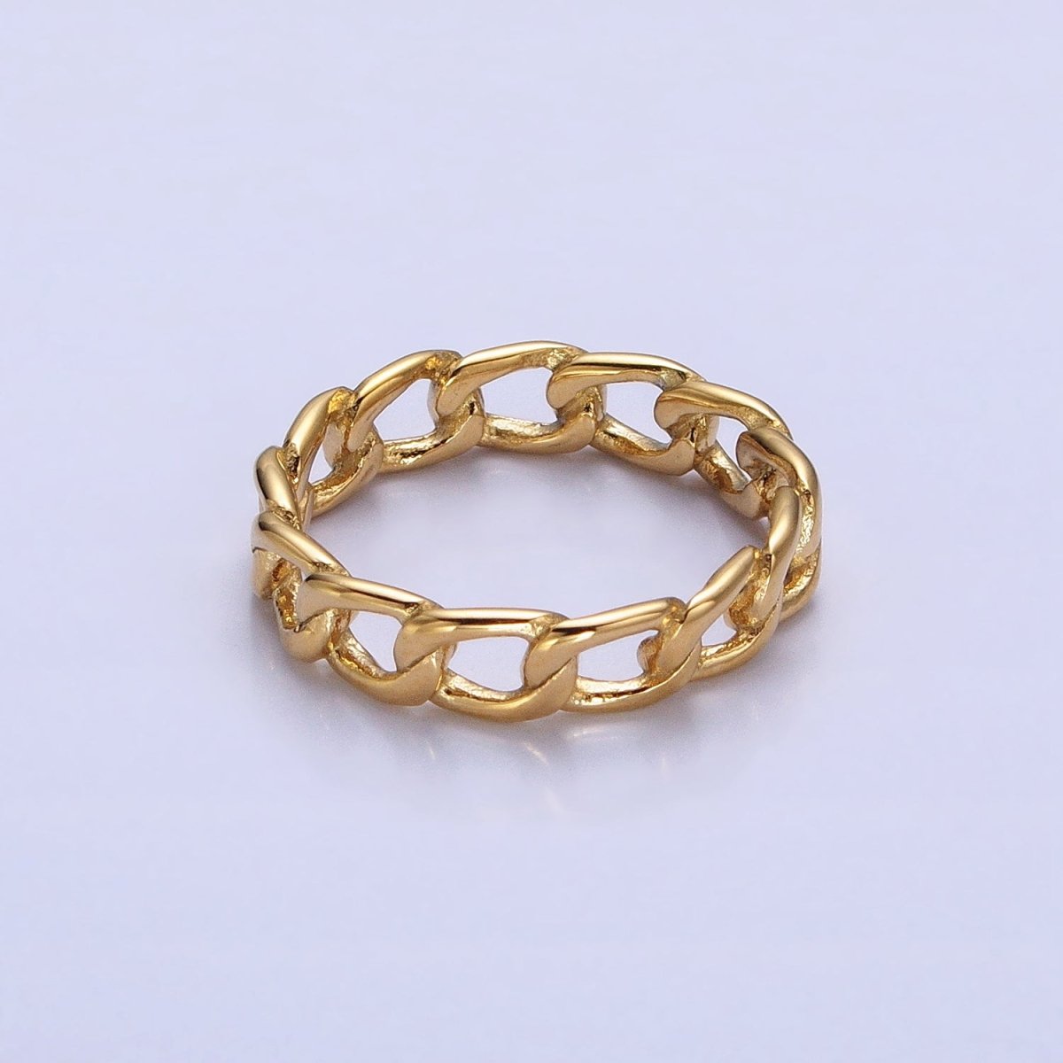 Stainless Steel Thin Curb Chain Link Ring in Gold & Silver | O-1673~O-1680 - DLUXCA