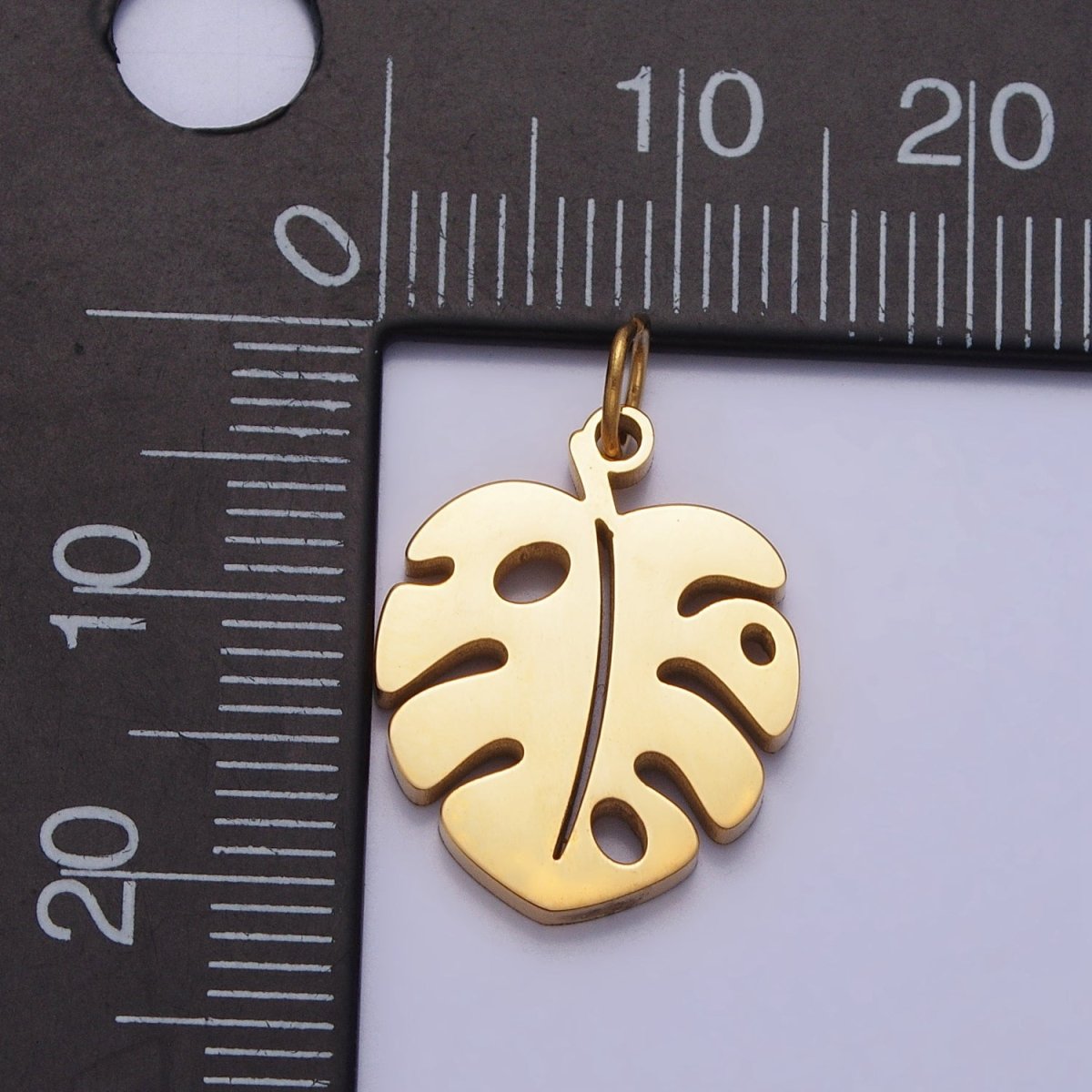 Stainless Steel Tropical Monstera Palm Leaf Nature Charm in Gold & Silver | P-1218 P-1219 - DLUXCA