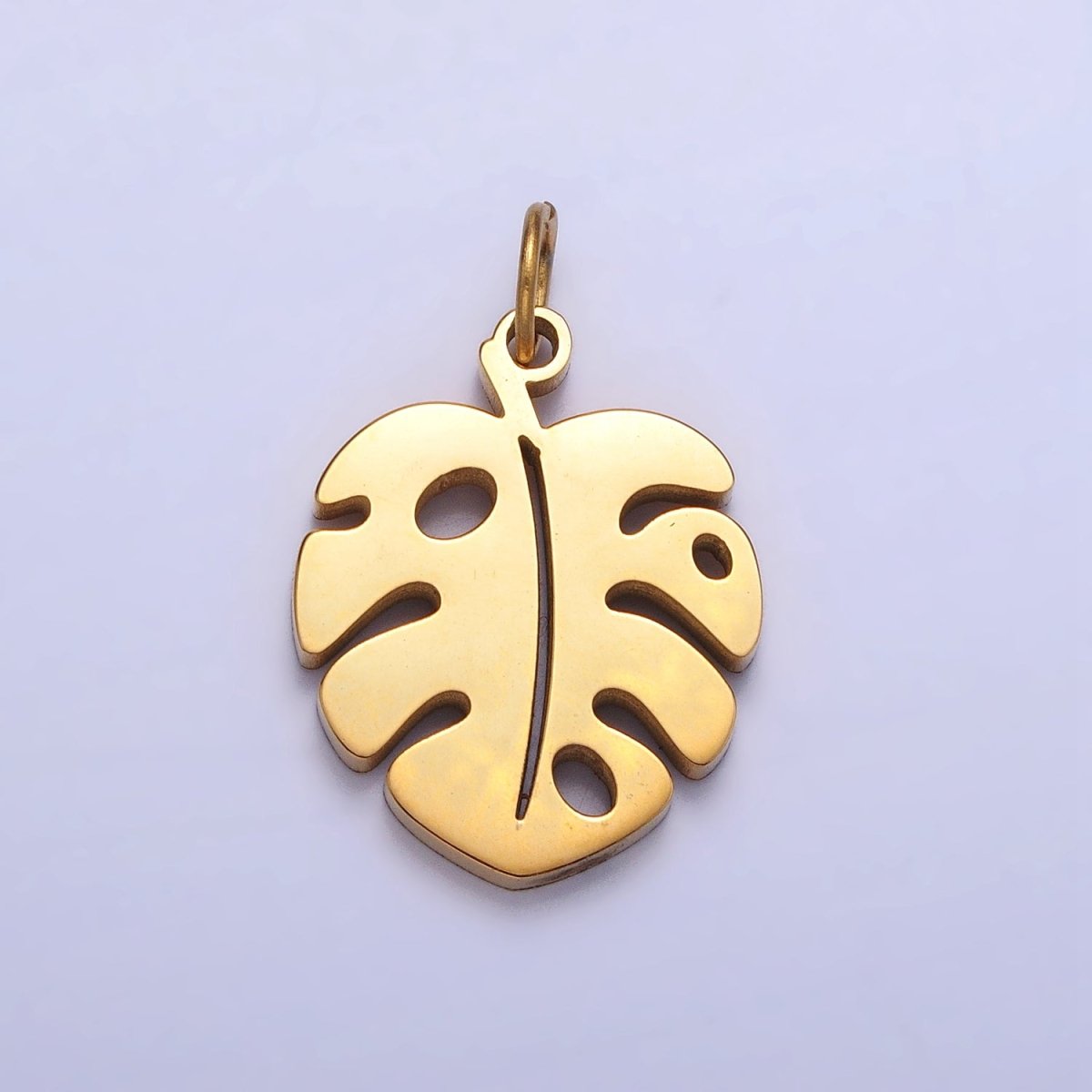 Stainless Steel Tropical Monstera Palm Leaf Nature Charm in Gold & Silver | P-1218 P-1219 - DLUXCA