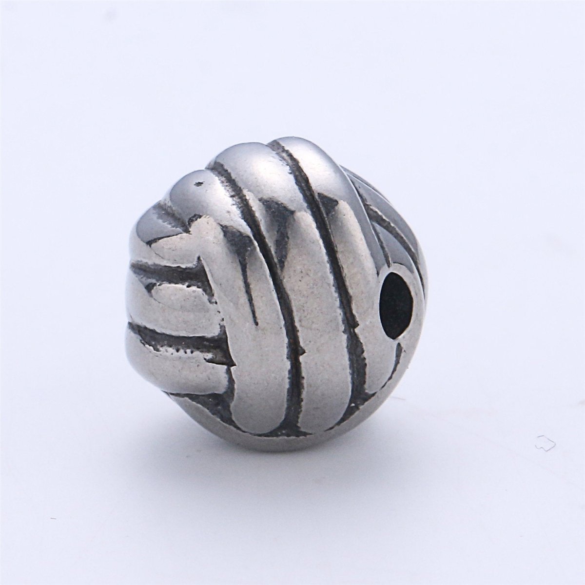 Stainless Steel Volleyball Training Charm Spacer Bead, for DIY Jewelry Making European Charms Beaded Bracelet, Bead Size 10x10mm B-429 - DLUXCA