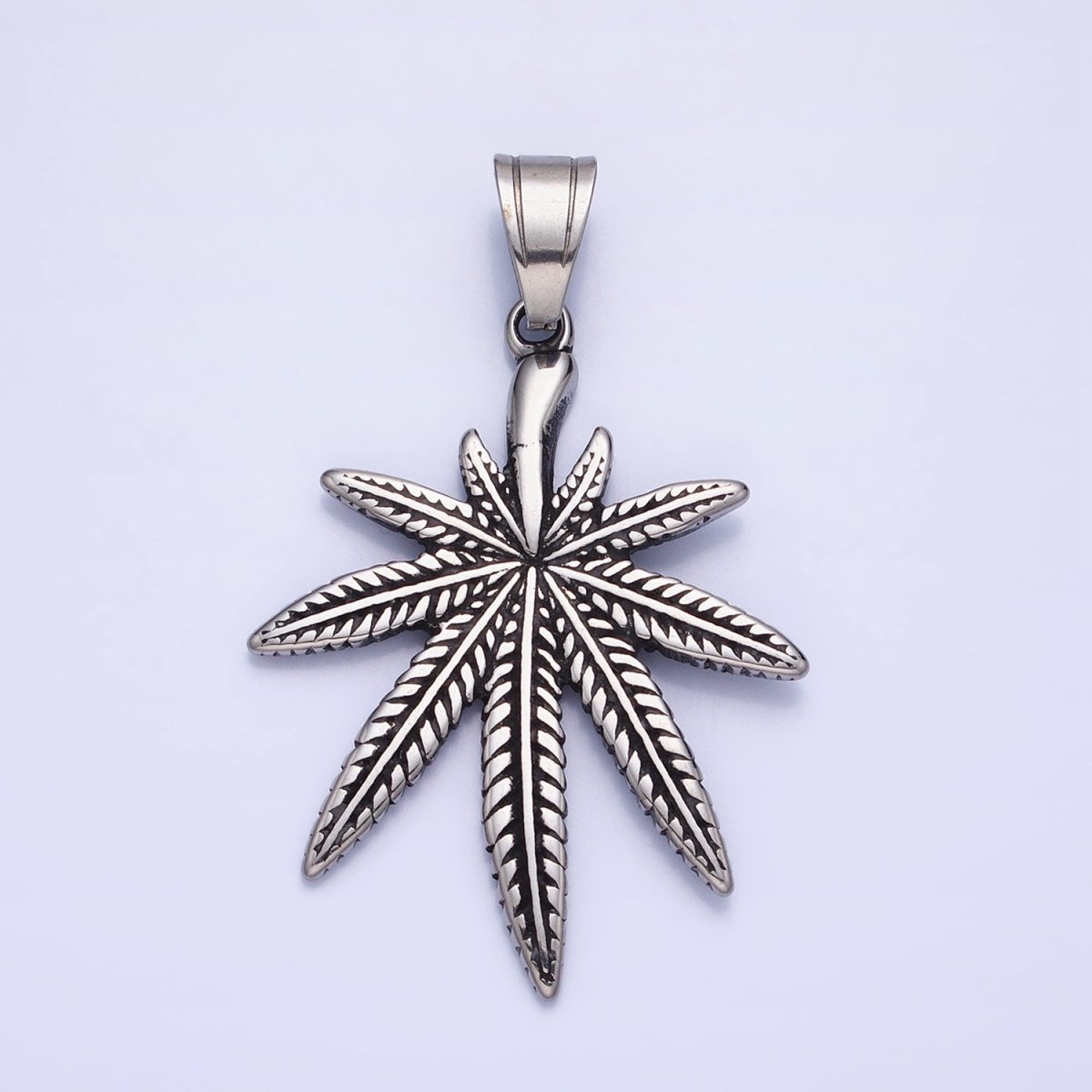 Stainless Steel Weed Leaf Statement 58mm Pendant in Silver & Gold | P1132 - DLUXCA