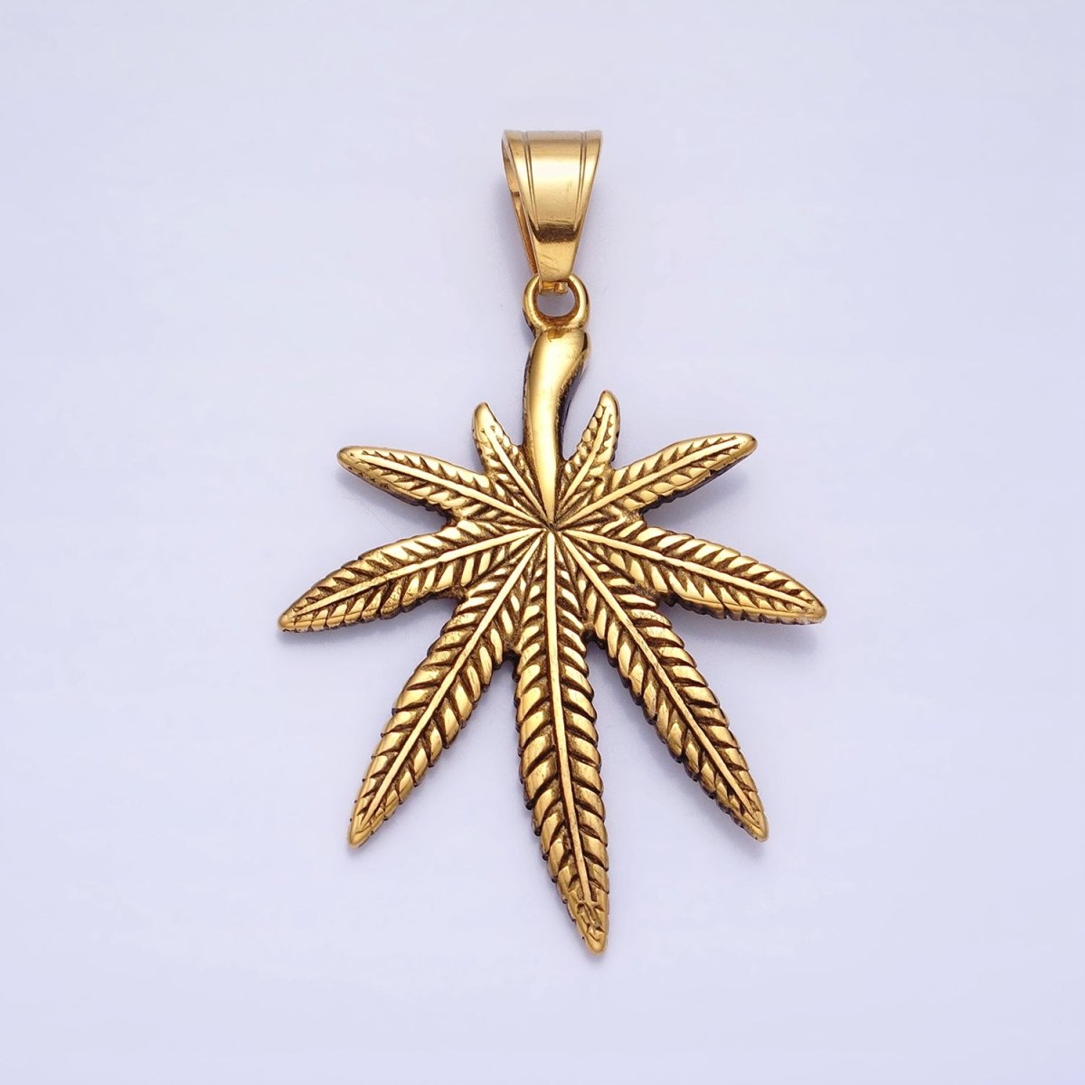 Stainless Steel Weed Leaf Statement 58mm Pendant in Silver & Gold | P1132 - DLUXCA