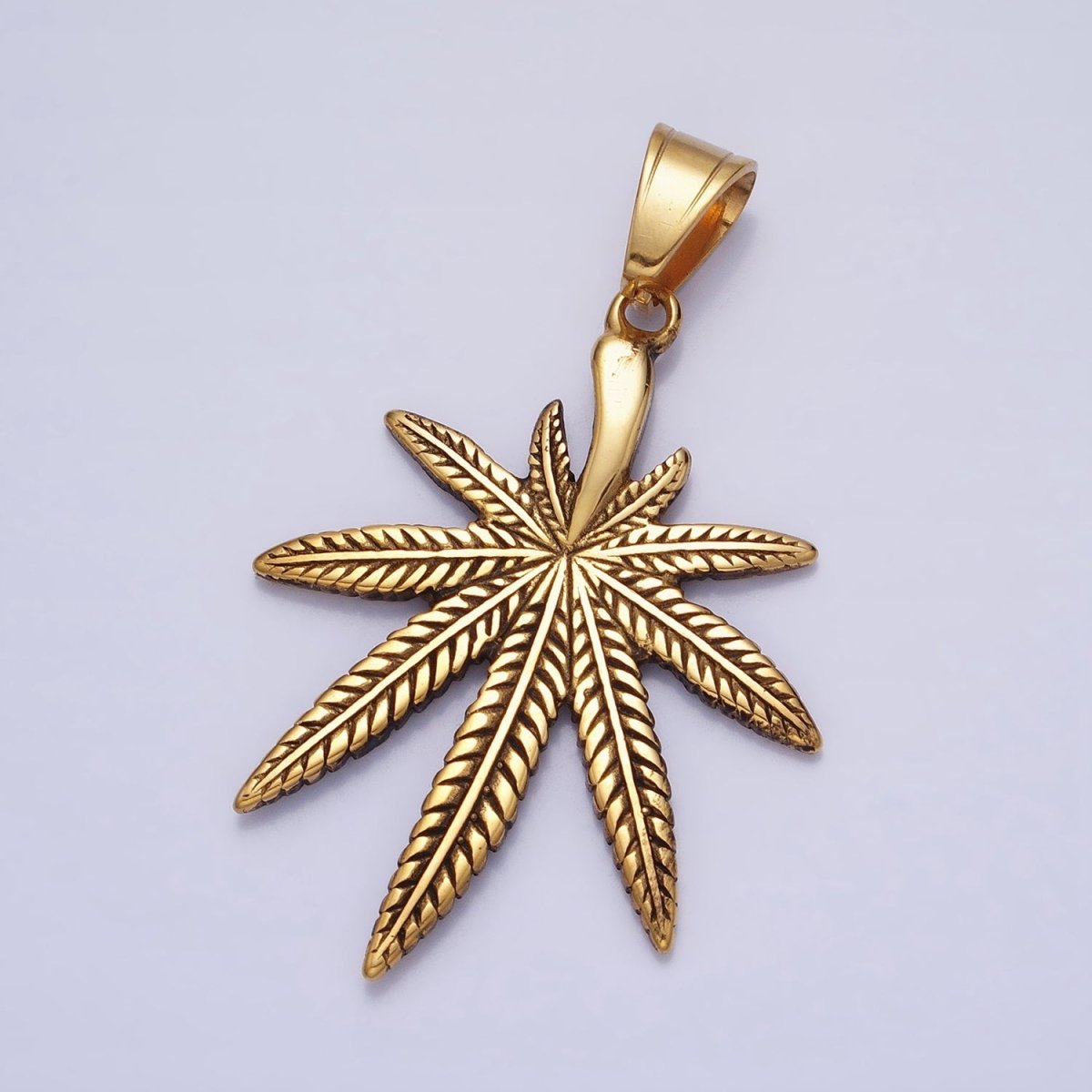 Stainless Steel Weed Leaf Statement 58mm Pendant in Silver & Gold | P1132 - DLUXCA