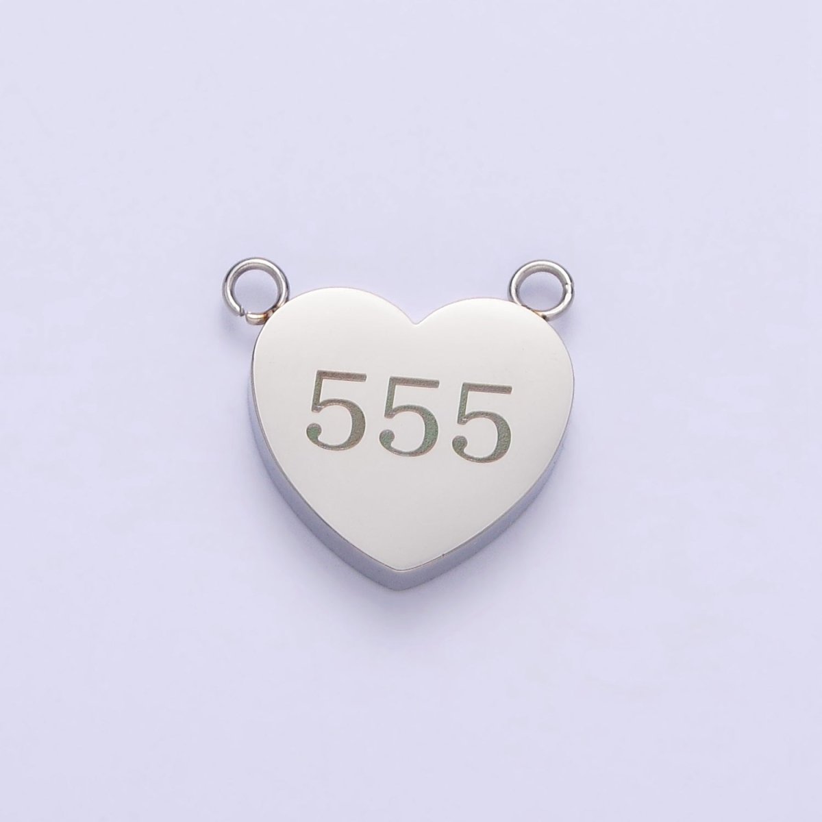 Stainless Steel White Gold Filled Angel Number Numerology Engraved Heart Connector | P557~P565 - DLUXCA