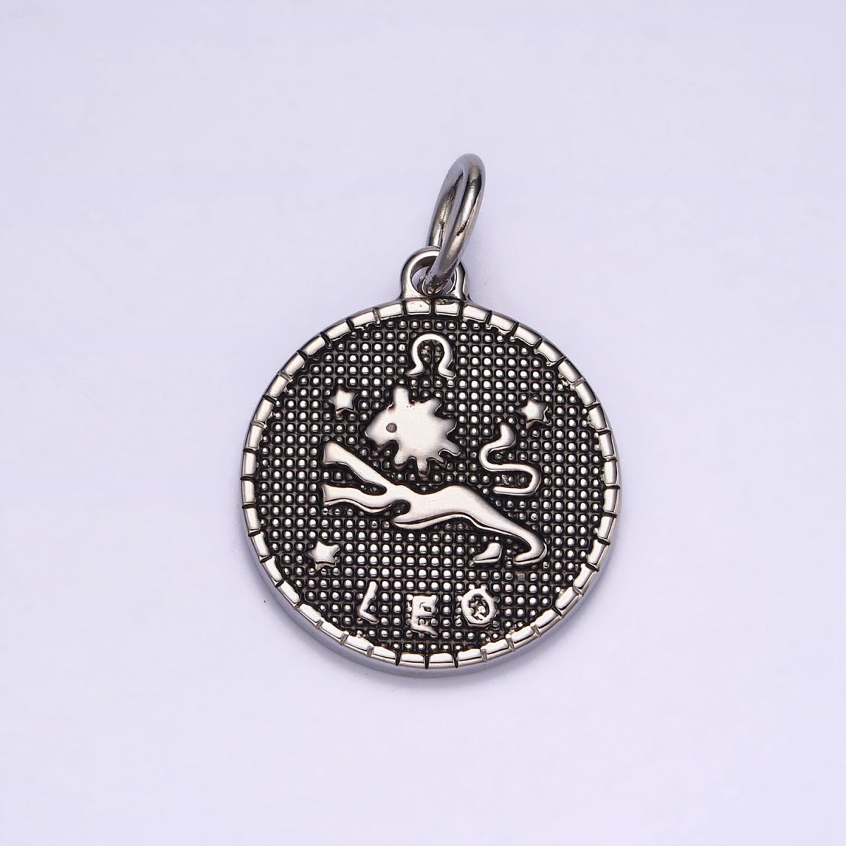 Stainless Steel Zodiac Astrological Sign Birth Star Constellation Dotted Round Silver Charm | A1229~A1234 - DLUXCA