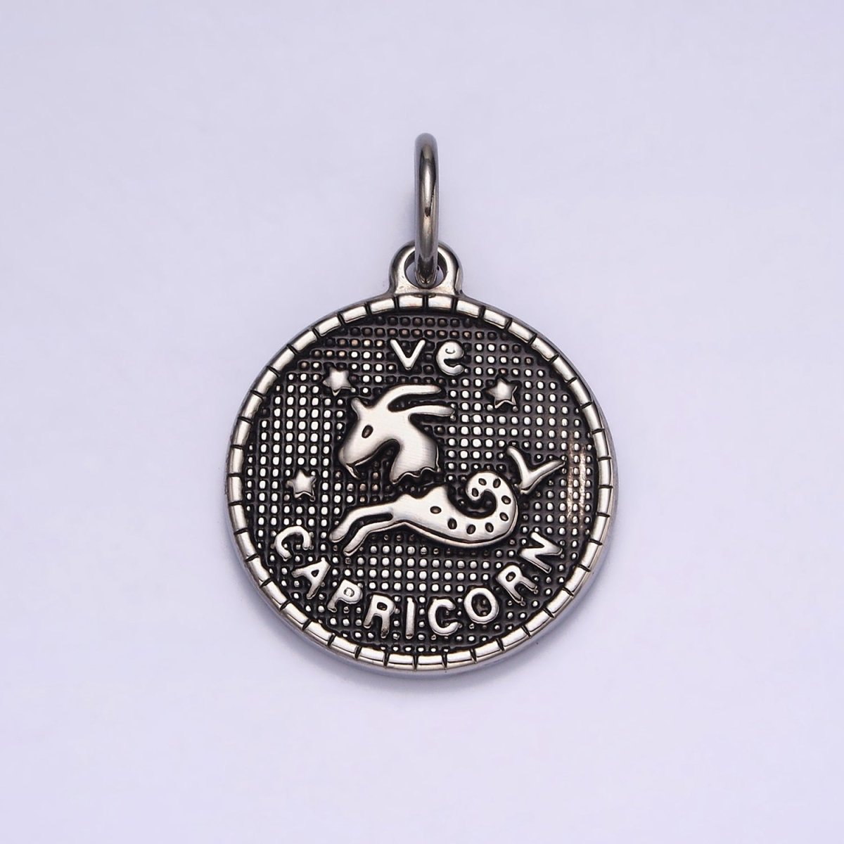 Stainless Steel Zodiac Astrological Sign Birth Star Constellation Dotted Round Silver Charm | A1229~A1234 - DLUXCA