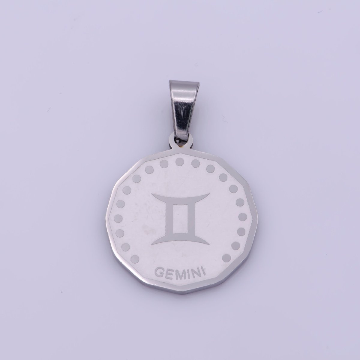 Stainless Steel Zodiac Horoscope Sign Silver Medallion Pendant | A-850-A-861 - DLUXCA