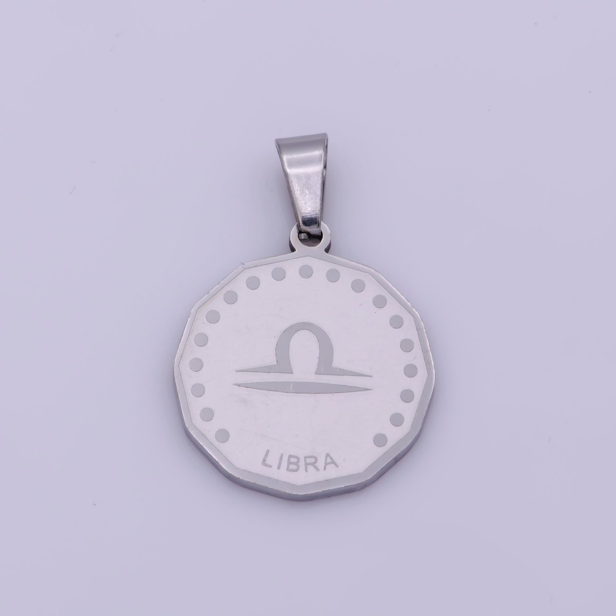 Stainless Steel Zodiac Horoscope Sign Silver Medallion Pendant | A-850-A-861 - DLUXCA