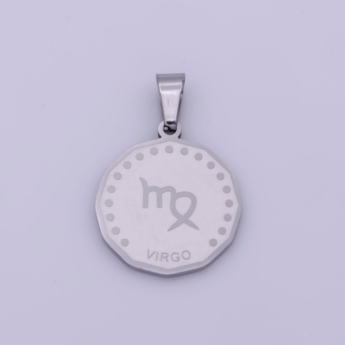 Stainless Steel Zodiac Horoscope Sign Silver Medallion Pendant | A-850-A-861 - DLUXCA