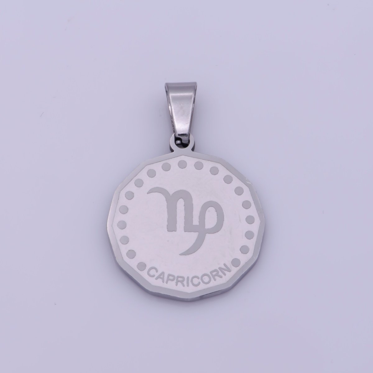 Stainless Steel Zodiac Horoscope Sign Silver Medallion Pendant | A-850-A-861 - DLUXCA