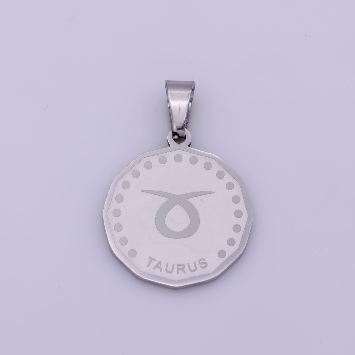 Stainless Steel Zodiac Horoscope Sign Silver Medallion Pendant | A-850-A-861 - DLUXCA