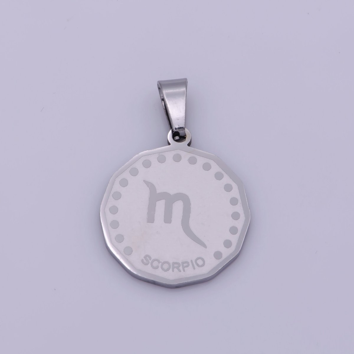 Stainless Steel Zodiac Horoscope Sign Silver Medallion Pendant | A-850-A-861 - DLUXCA