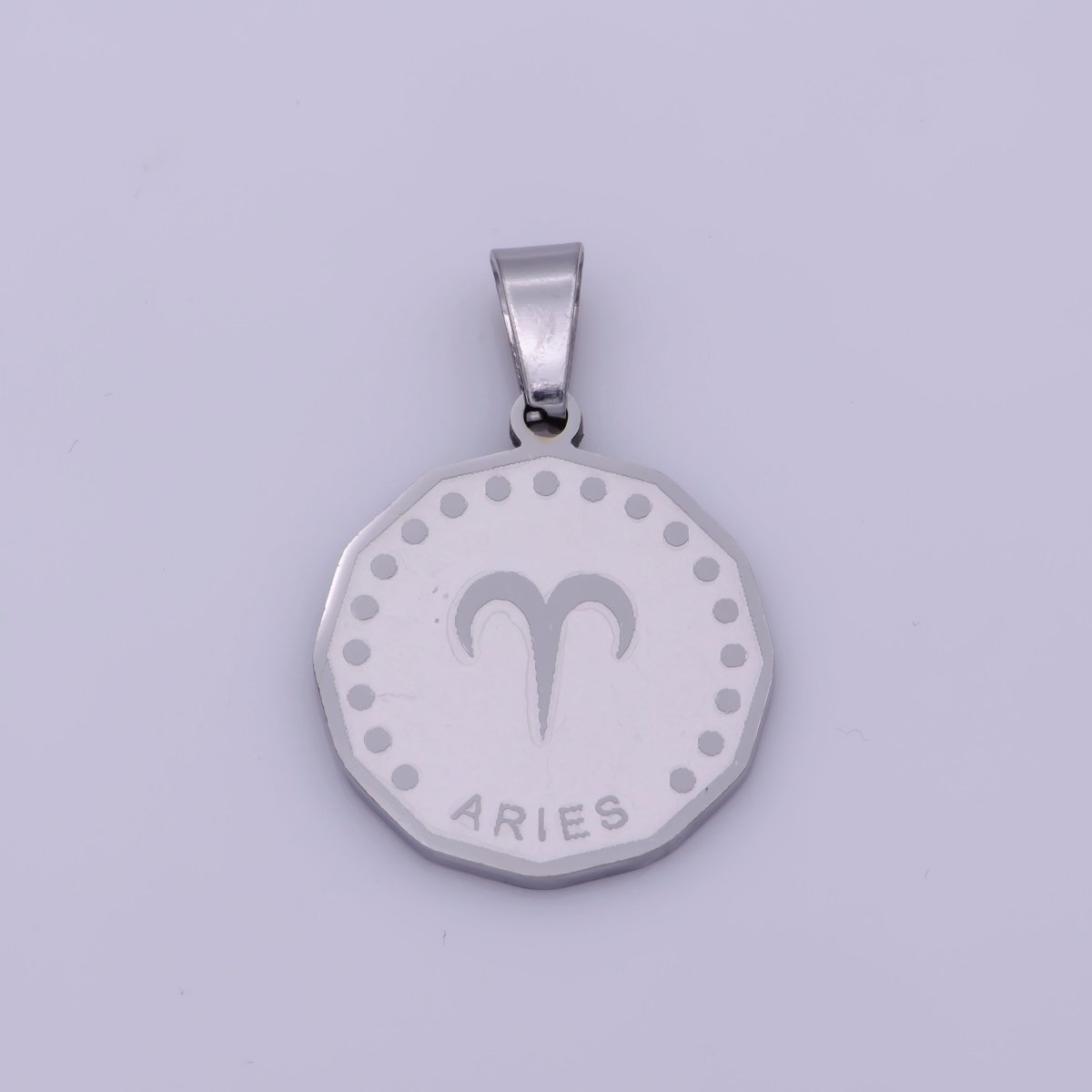 Stainless Steel Zodiac Horoscope Sign Silver Medallion Pendant | A-850-A-861 - DLUXCA