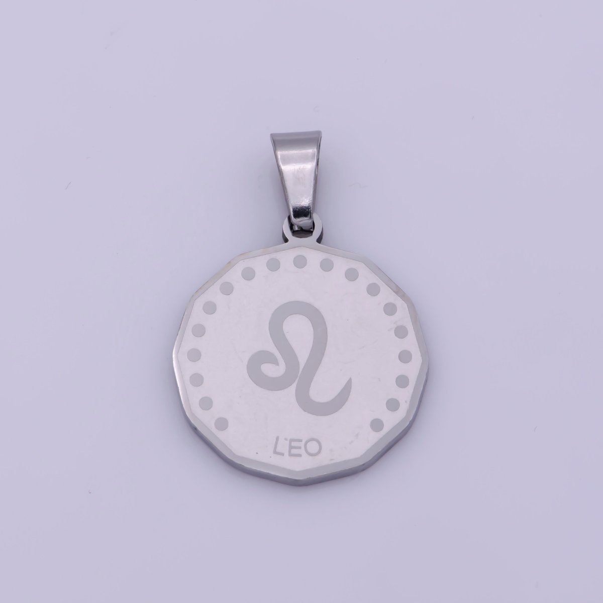 Stainless Steel Zodiac Horoscope Sign Silver Medallion Pendant | A-850-A-861 - DLUXCA