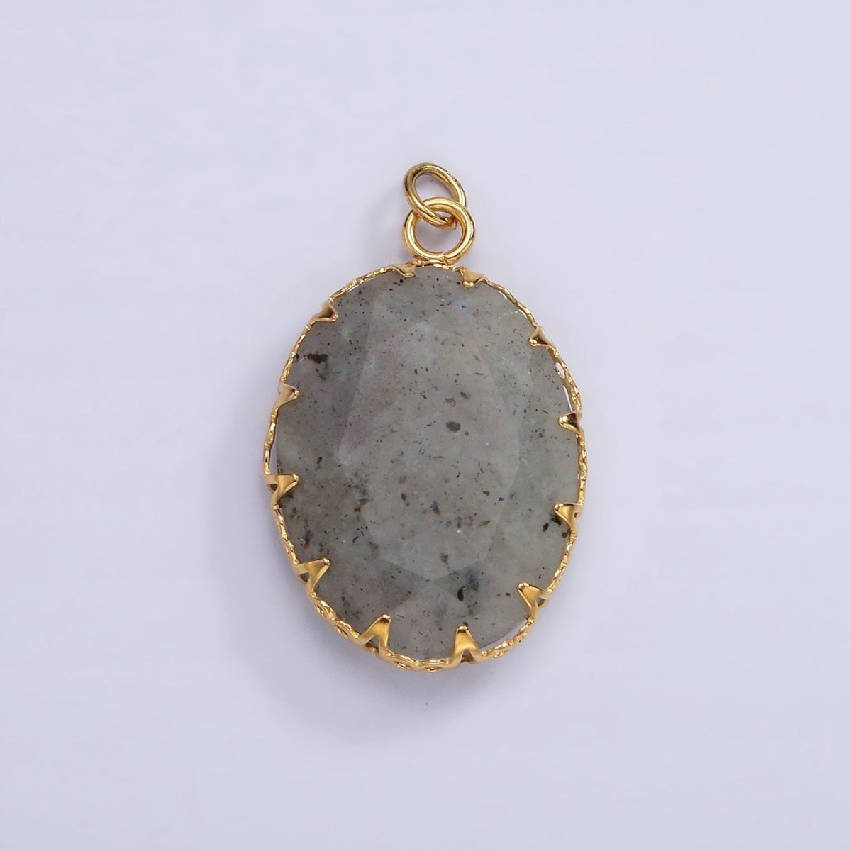 Stainless Steel Zoisite, Aventurine, Grey Labradorite, Moonstone Artisan Bezel Oval Charm | P1302 - P1305 - DLUXCA