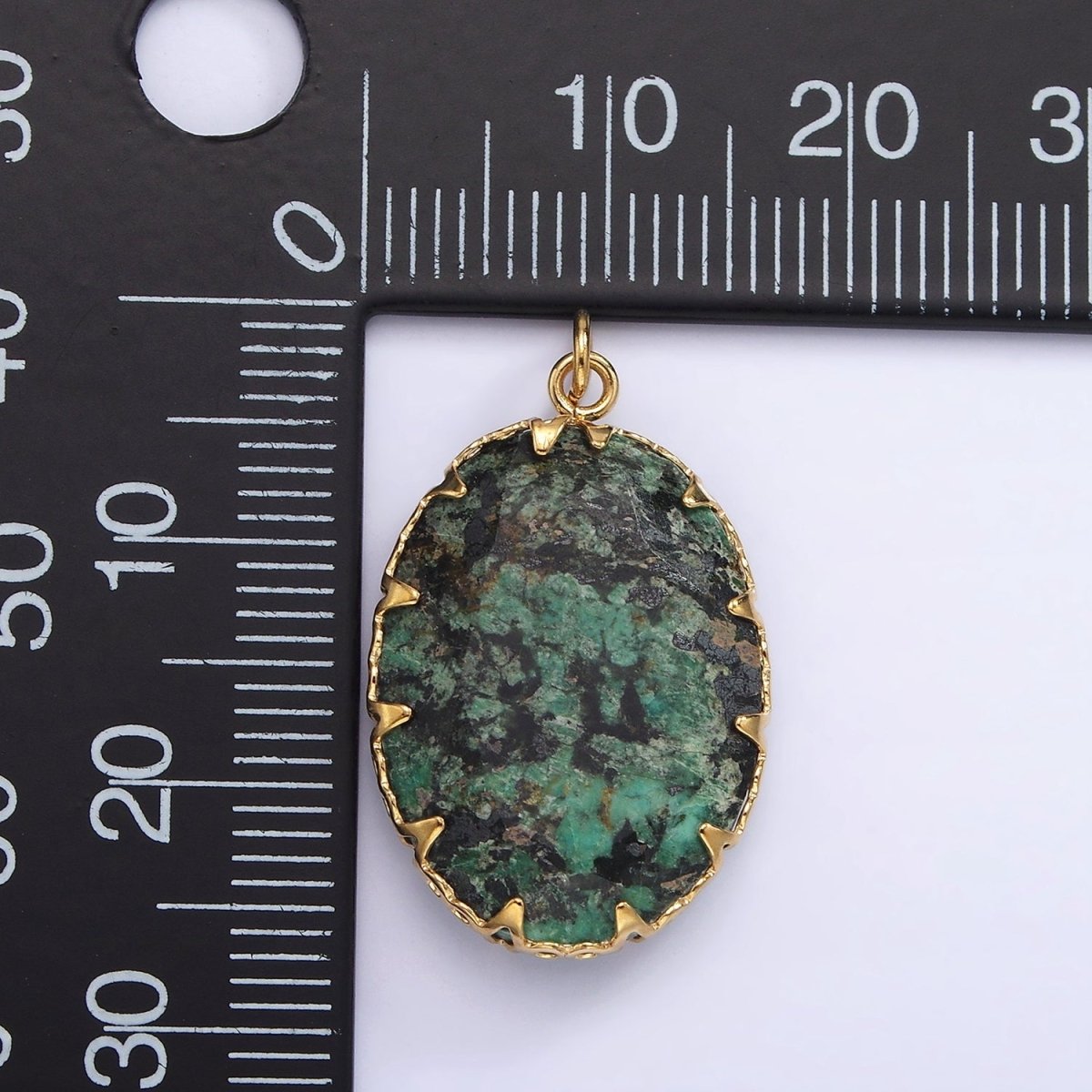 Stainless Steel Zoisite, Aventurine, Grey Labradorite, Moonstone Artisan Bezel Oval Charm | P1302 - P1305 - DLUXCA