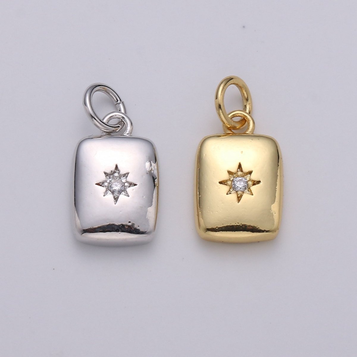 Star Rectangle Gold Filled Charm - D582- D-583 - DLUXCA