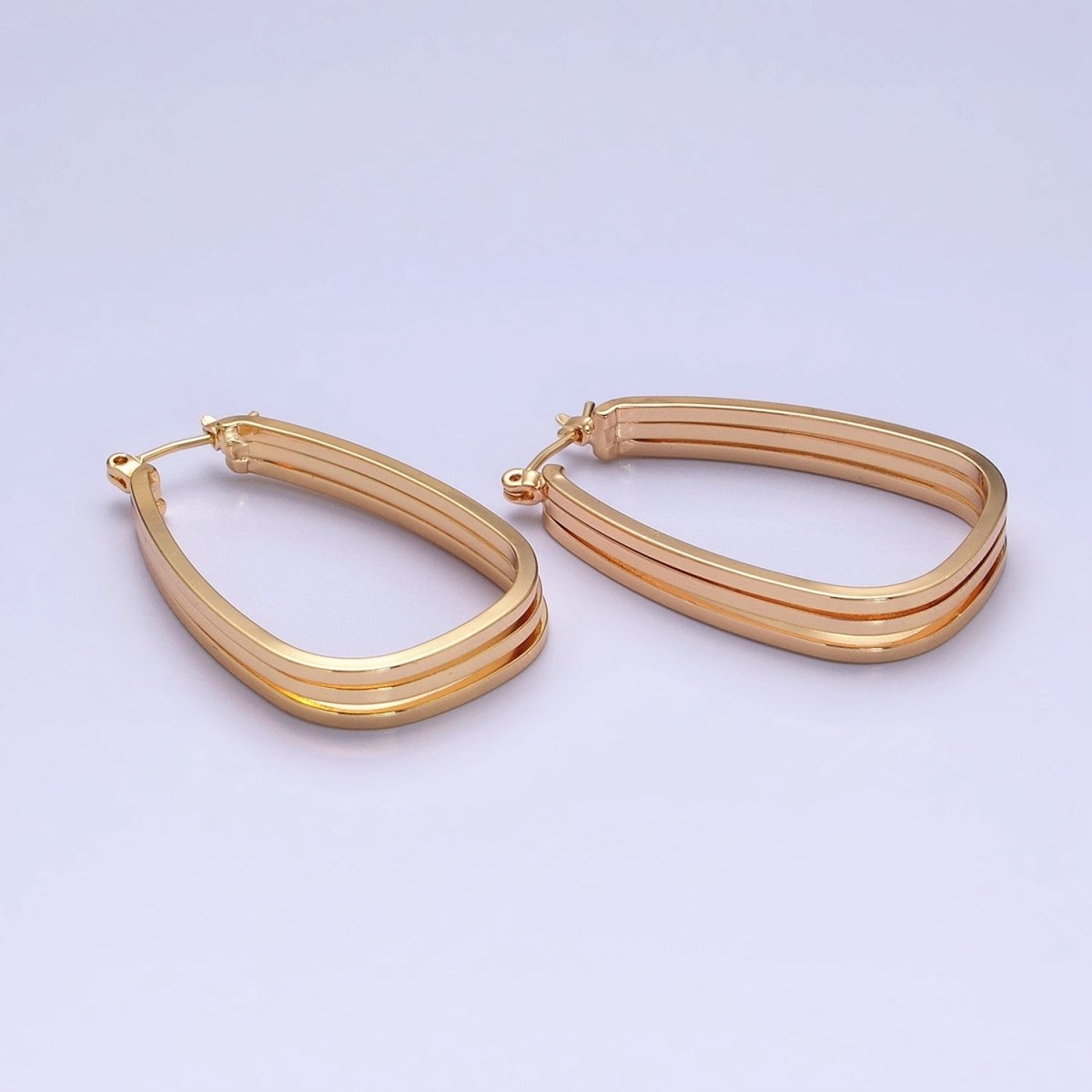 Statement Oval Hoop Earrings, Chunky Gold Hoop Earrings, Oval Gold Hoop Earrings, Modern Hoop Earrings AD1004 AD1005 - DLUXCA