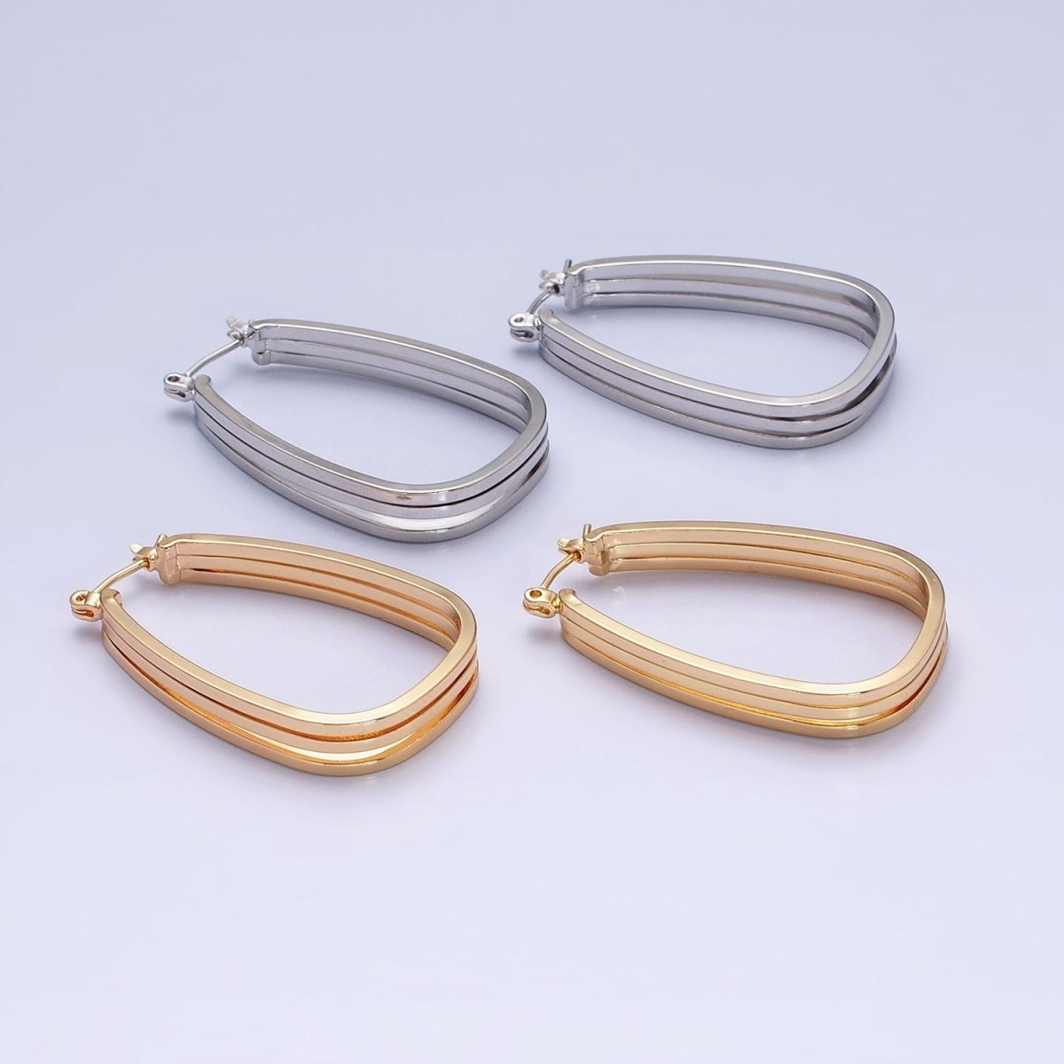 Statement Oval Hoop Earrings, Chunky Gold Hoop Earrings, Oval Gold Hoop Earrings, Modern Hoop Earrings AD1004 AD1005 - DLUXCA