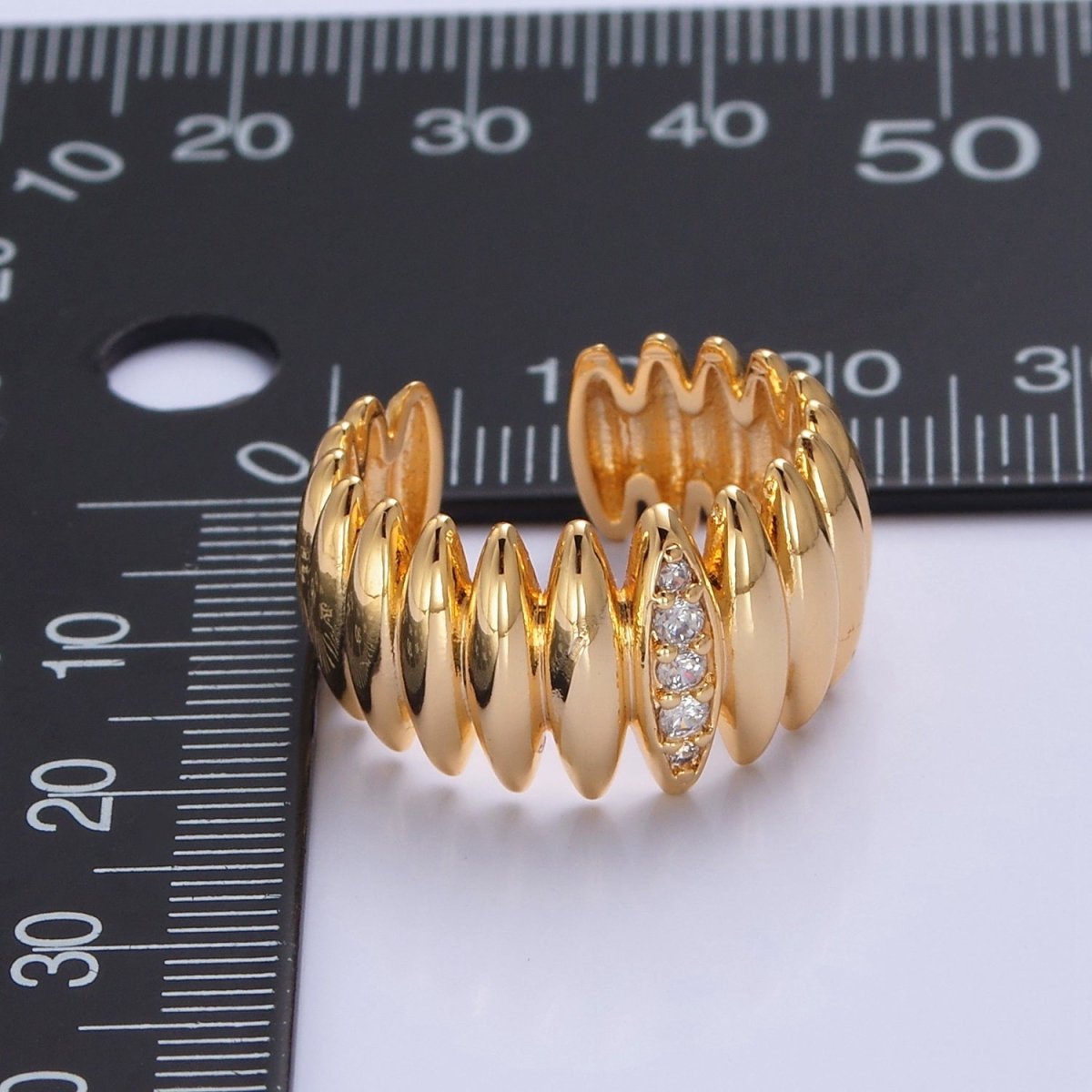 Statement Unique Pave Gold Ring O-2202 - DLUXCA