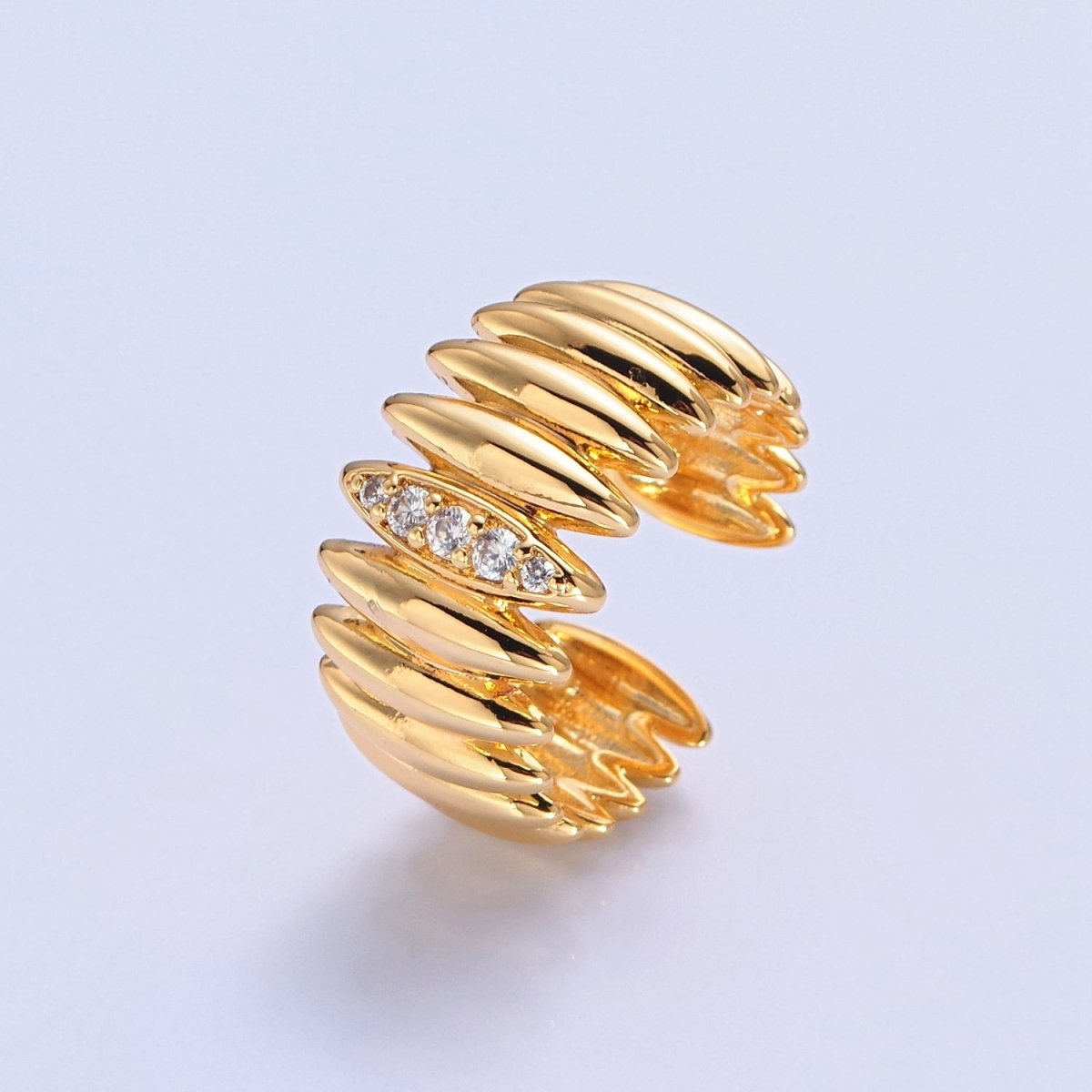 Statement Unique Pave Gold Ring O-2202 - DLUXCA