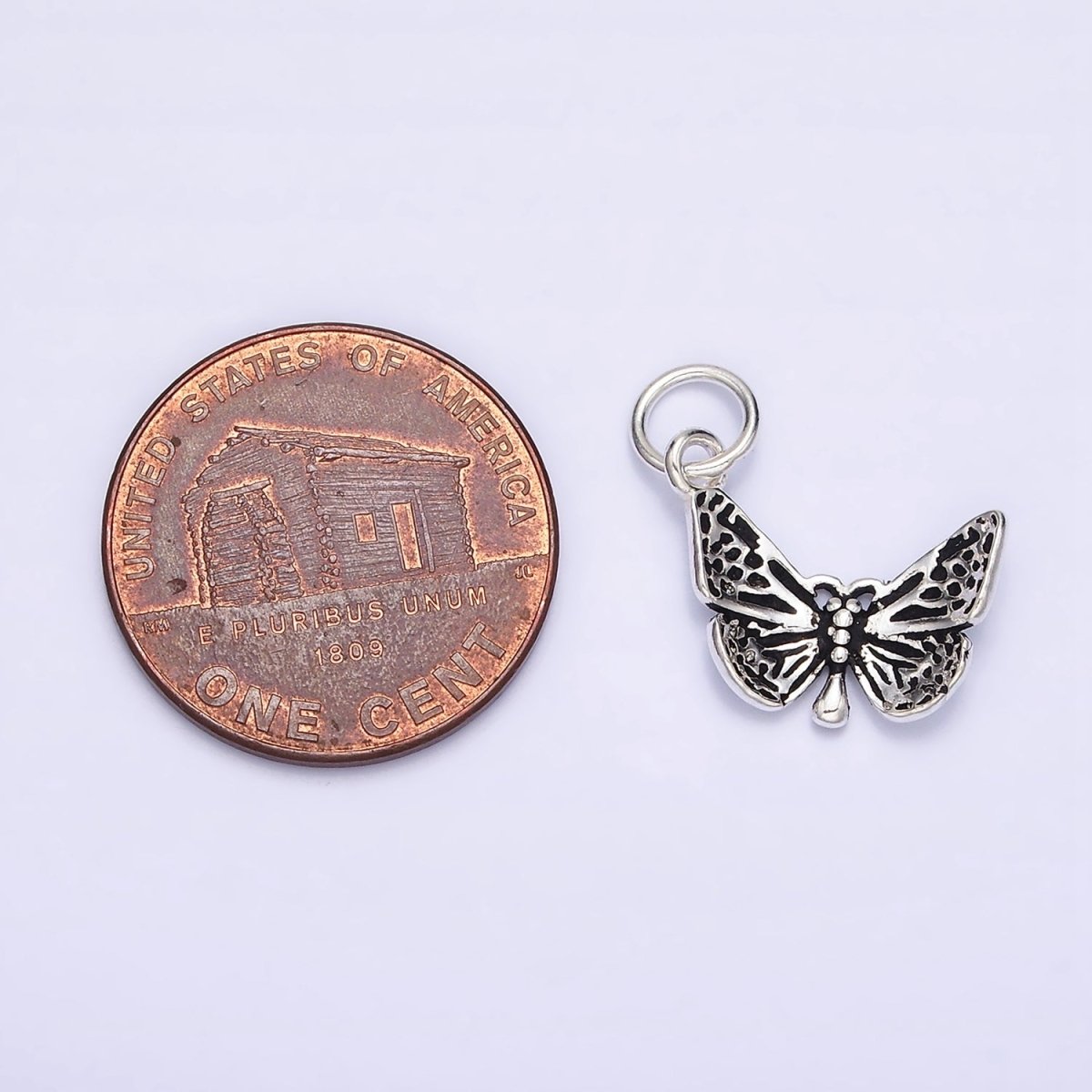 Sterling Silver S925 Dotted Butterfly Mariposa Wings Insect Charm | SL-273 - DLUXCA
