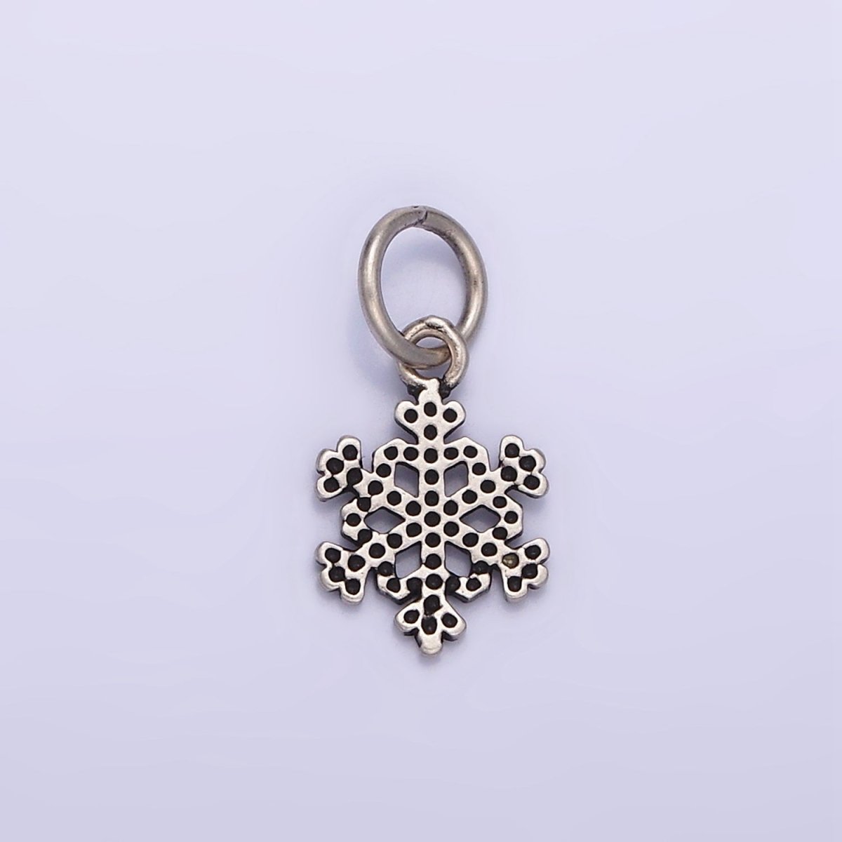 Sterling Silver S925 Dotted Snowflake Mini Add-On Charm | SL-344 - DLUXCA