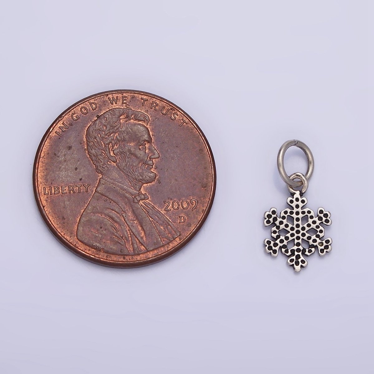 Sterling Silver S925 Dotted Snowflake Mini Add-On Charm | SL-344 - DLUXCA