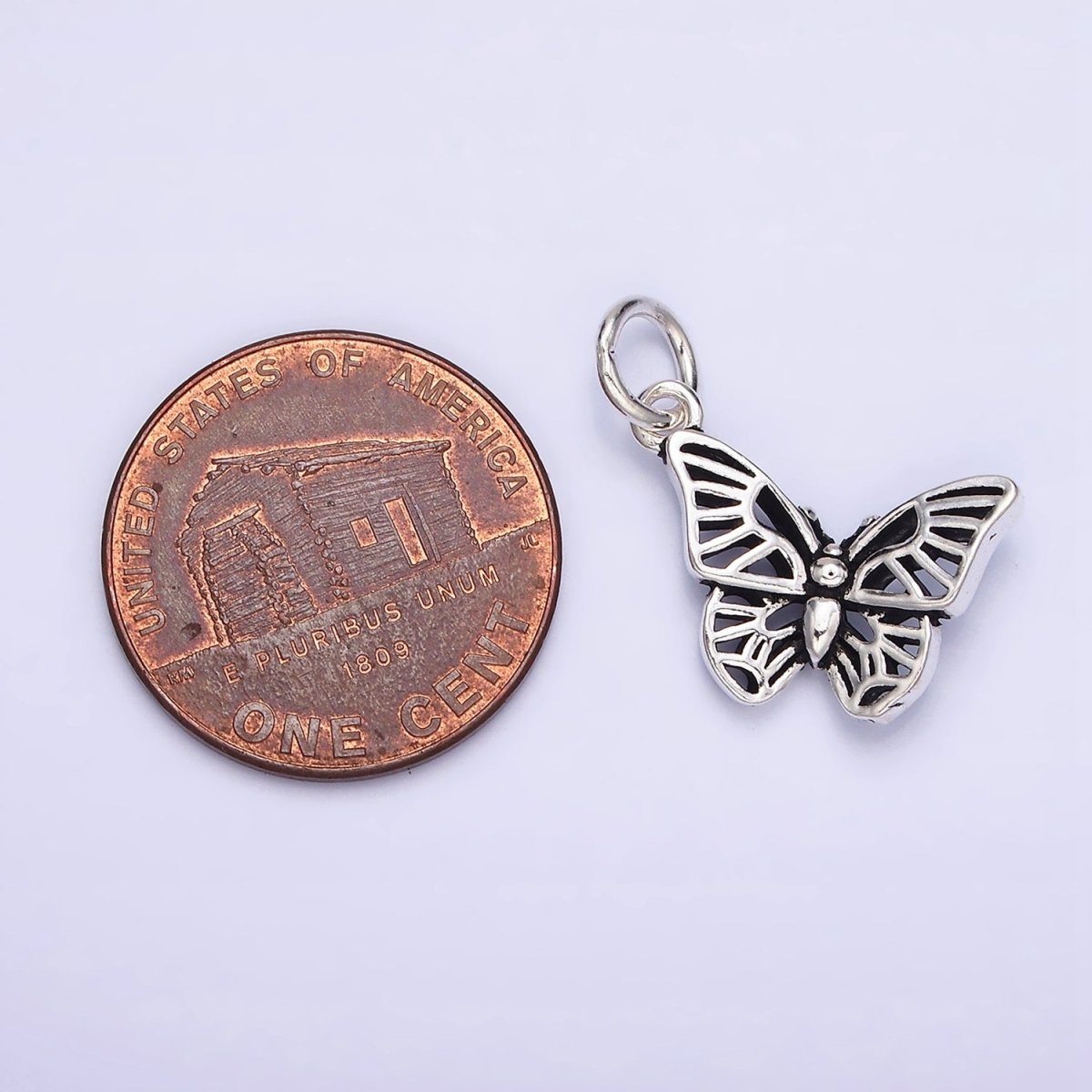 Sterling Silver S925 Pet Insect Butterfly Mariposa Black Wings Charm | SL-278 - DLUXCA