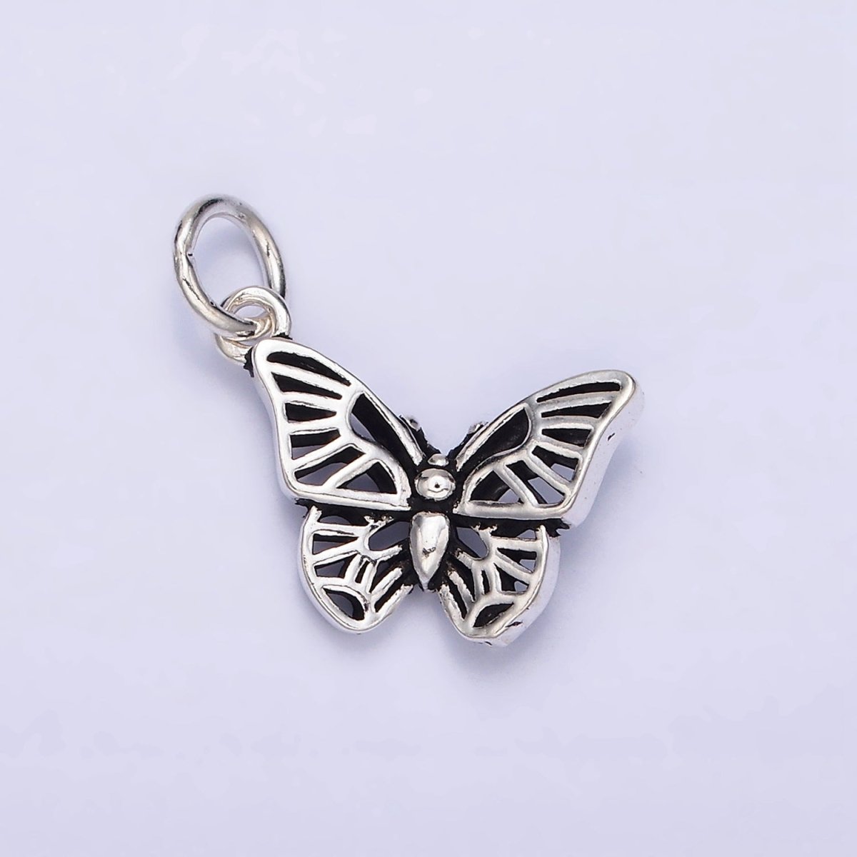 Sterling Silver S925 Pet Insect Butterfly Mariposa Black Wings Charm | SL-278 - DLUXCA