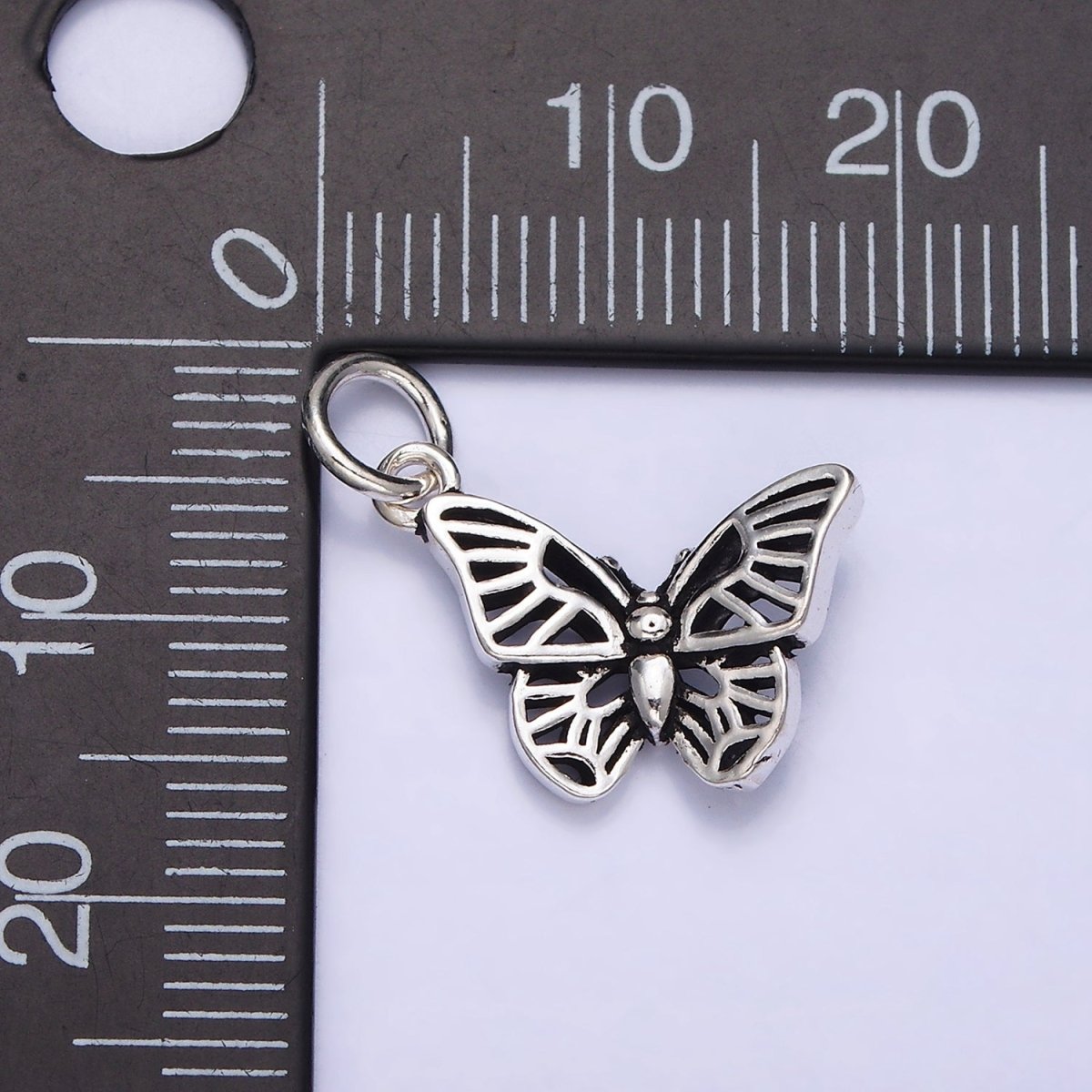 Sterling Silver S925 Pet Insect Butterfly Mariposa Black Wings Charm | SL-278 - DLUXCA