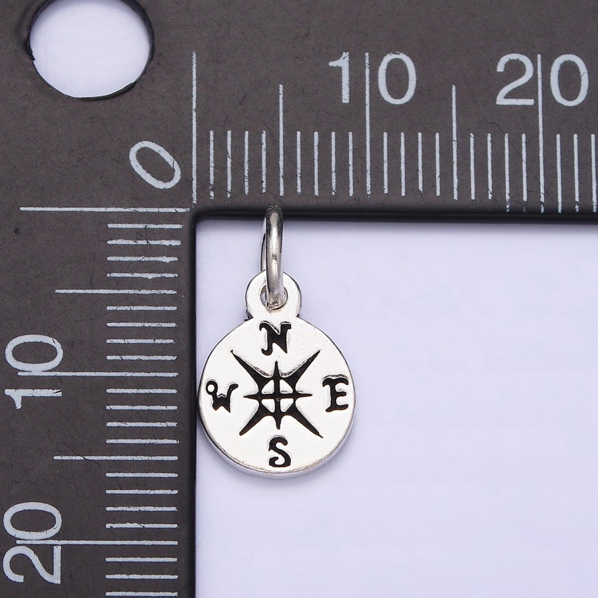 Sterling Silver S925 World Nautical Compass Round Charm | SL-276 - DLUXCA