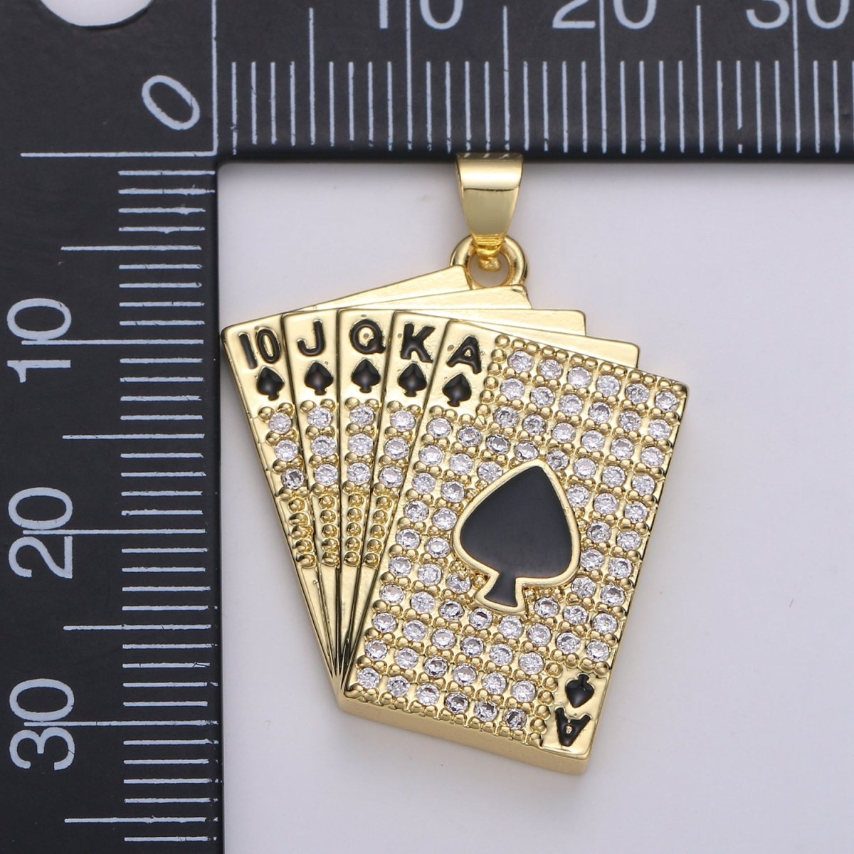 Straight Flush Poker Cards Pendant Micro Pave Poker card game Necklace Charm in 14k Gold filled Charm J-214 - DLUXCA