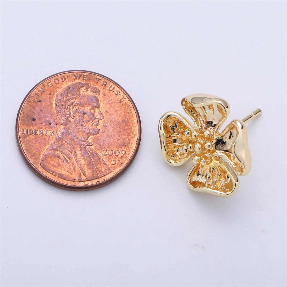 Stud Flower Earring Gold Filled Floral Earring Jewelry Component K-196 - DLUXCA