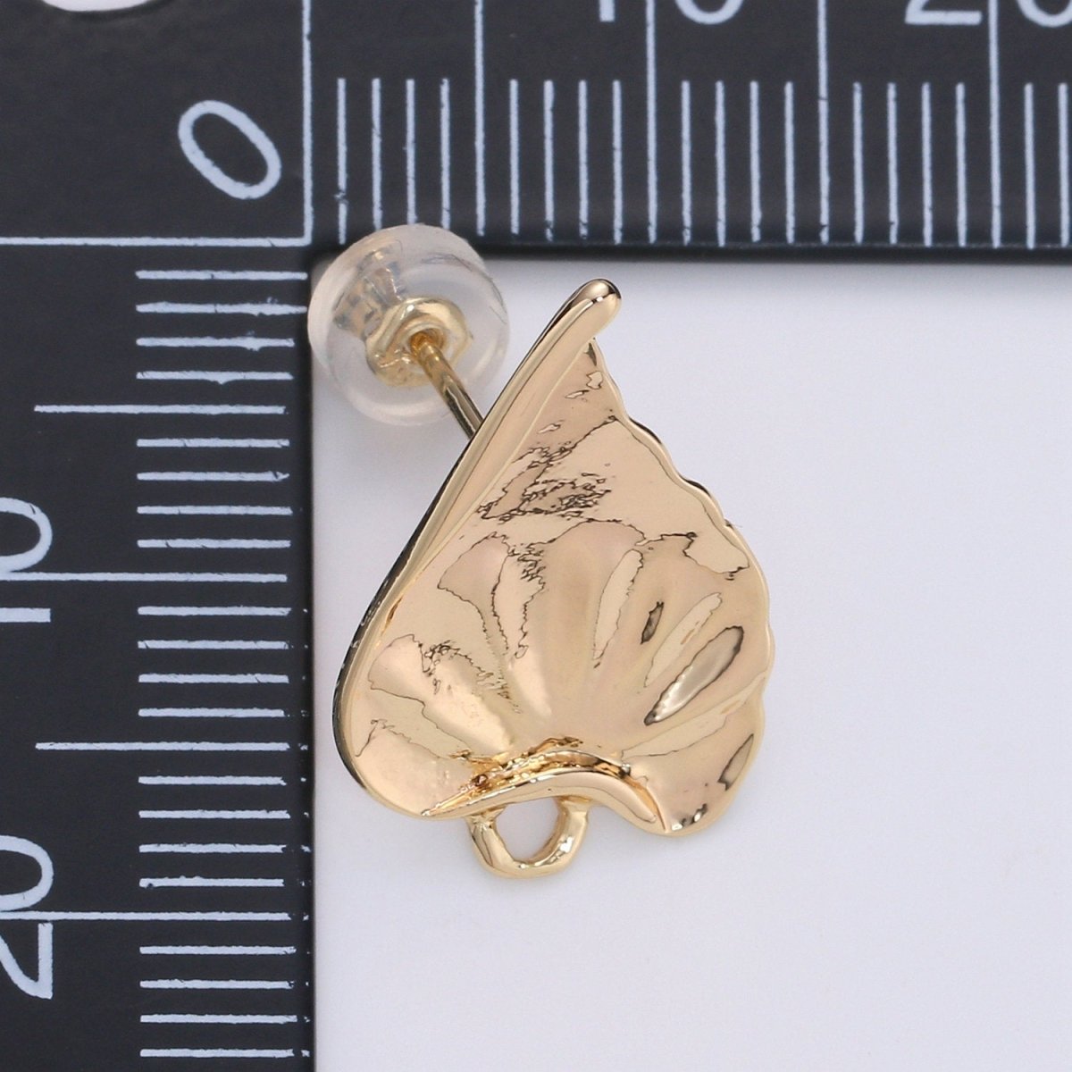 Stud Leaf Earring Gold Filled Nature Earring Jewelry Component L-011 - DLUXCA