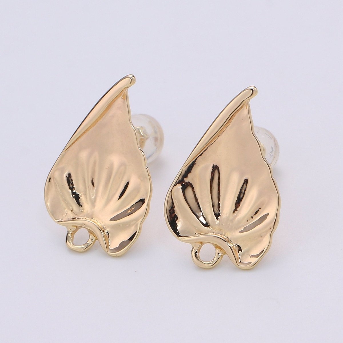 Stud Leaf Earring Gold Filled Nature Earring Jewelry Component L-011 - DLUXCA