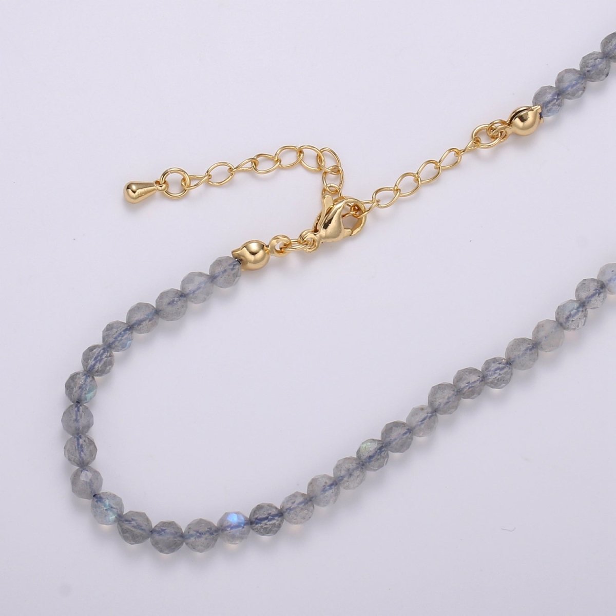 Stunning Black Moonstone Gemstone Tiny Dainty Bead Gold Necklace, Necklace For Women, Precious Stone Bead Necklace | WA-016 Clearance Pricing - DLUXCA