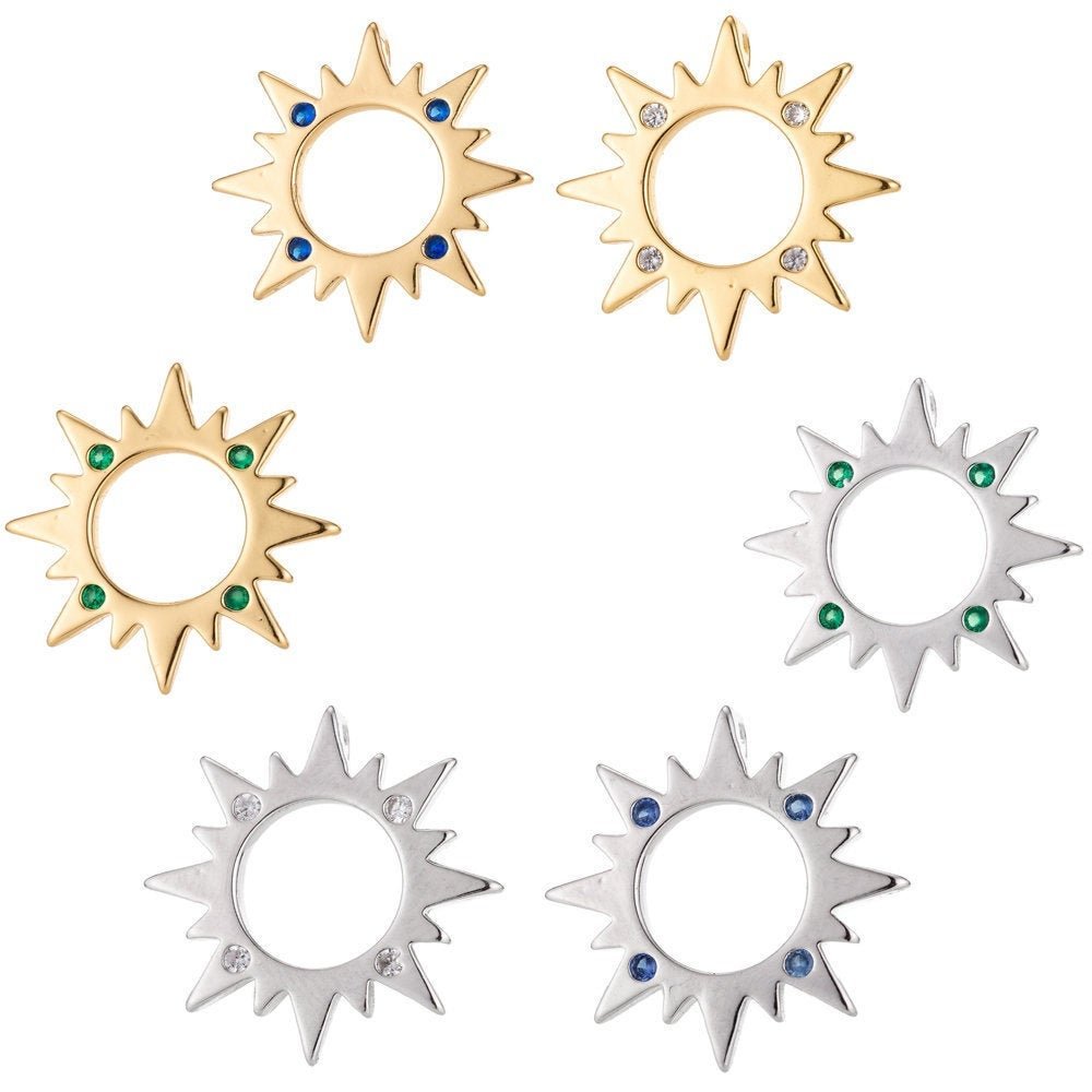 Sun Charm, Eclipse jewelry Soleil Sunburst Pendant dainty charm celestial Jewelry CZ Charm for Necklace Bracelet Earring Charm layering, K57/58/59 - DLUXCA