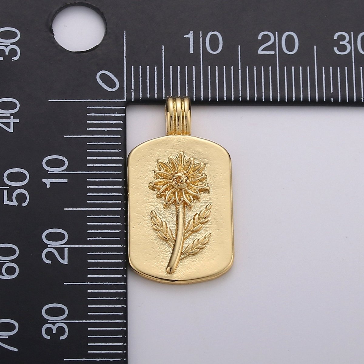Sun Flower Charms, Gold SunFlower Pendant, Dainty Flower Charm, Small Medallion Charm for Necklace Floral Flower Jewelry I-739 - DLUXCA