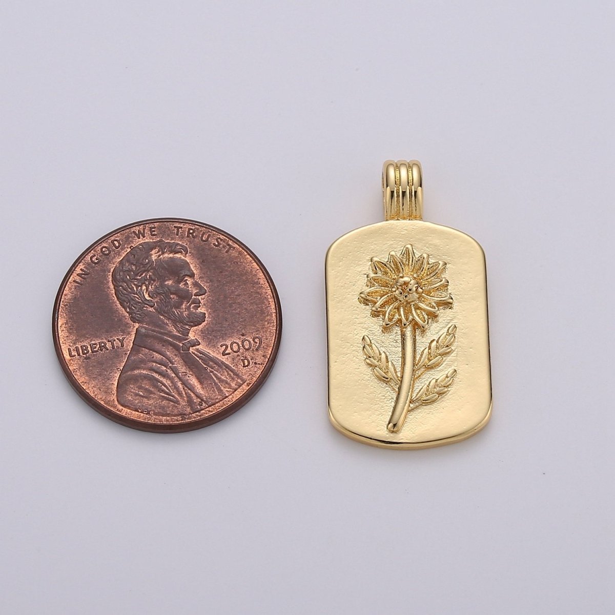 Sun Flower Charms, Gold SunFlower Pendant, Dainty Flower Charm, Small Medallion Charm for Necklace Floral Flower Jewelry I-739 - DLUXCA