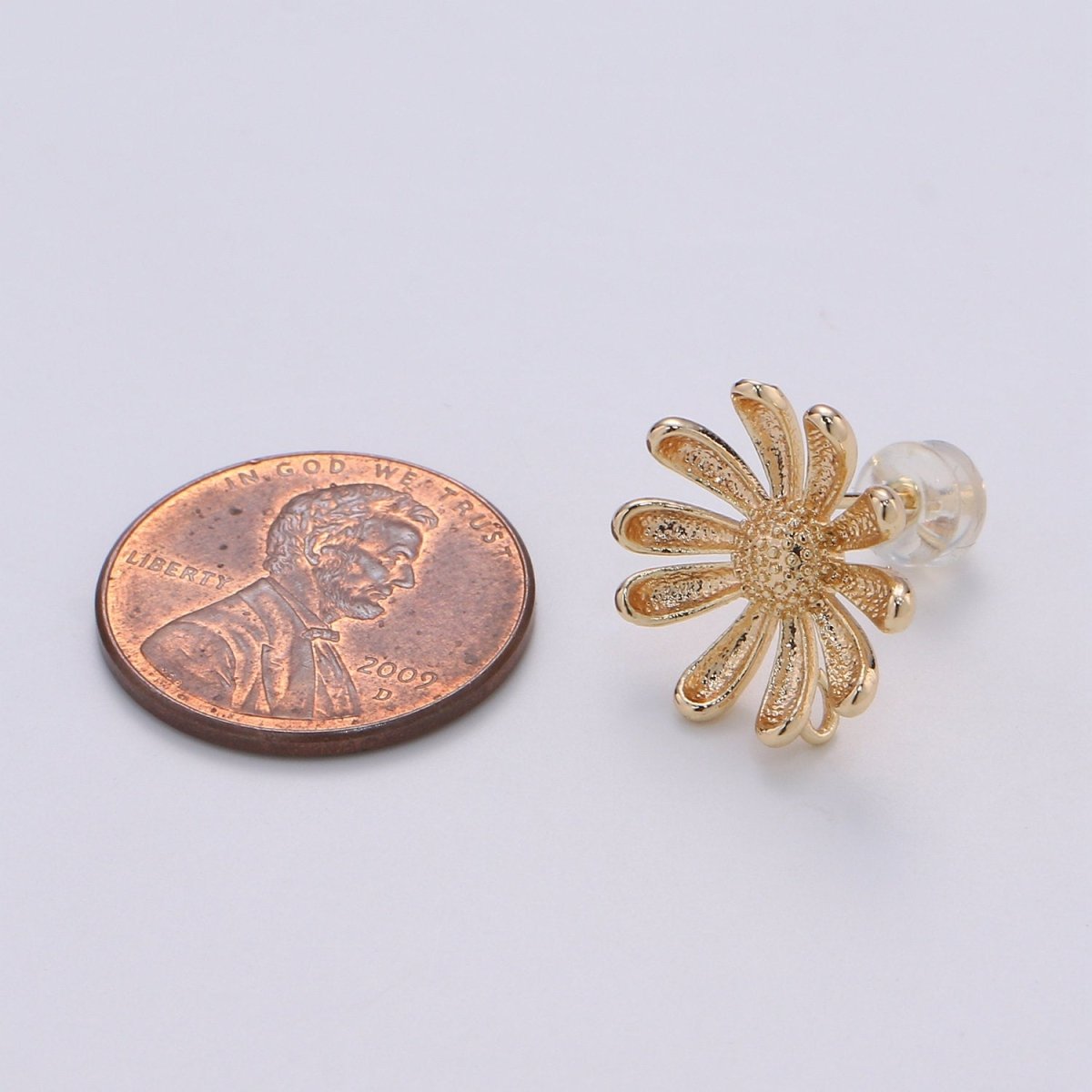 Sun Flower Stud Earring Gold Vermeil Summer Floral Earring DIY Jewelry Component for Christmas Gift K-842 - DLUXCA