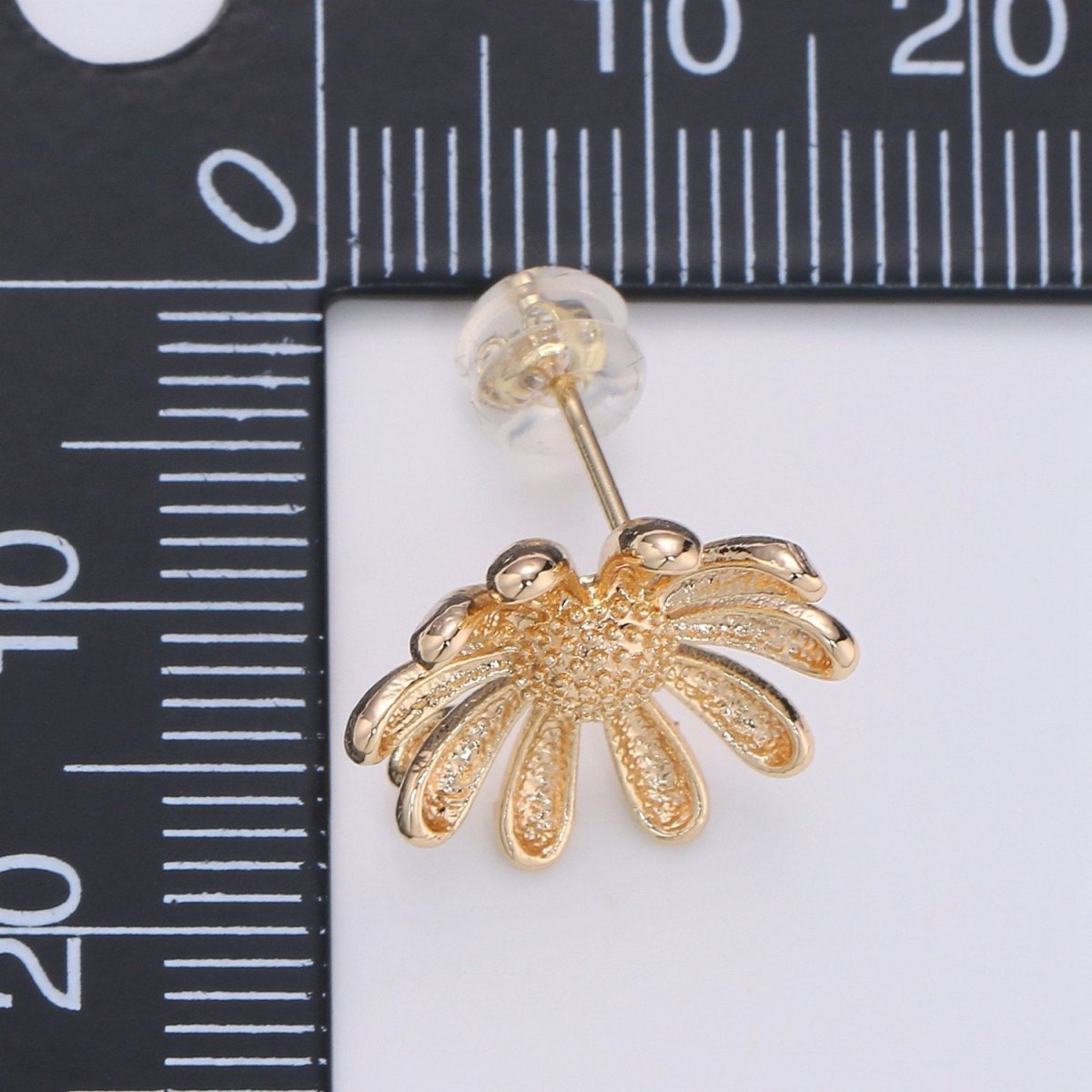 Sun Flower Stud Earring Gold Vermeil Summer Floral Earring DIY Jewelry Component for Christmas Gift K-842 - DLUXCA