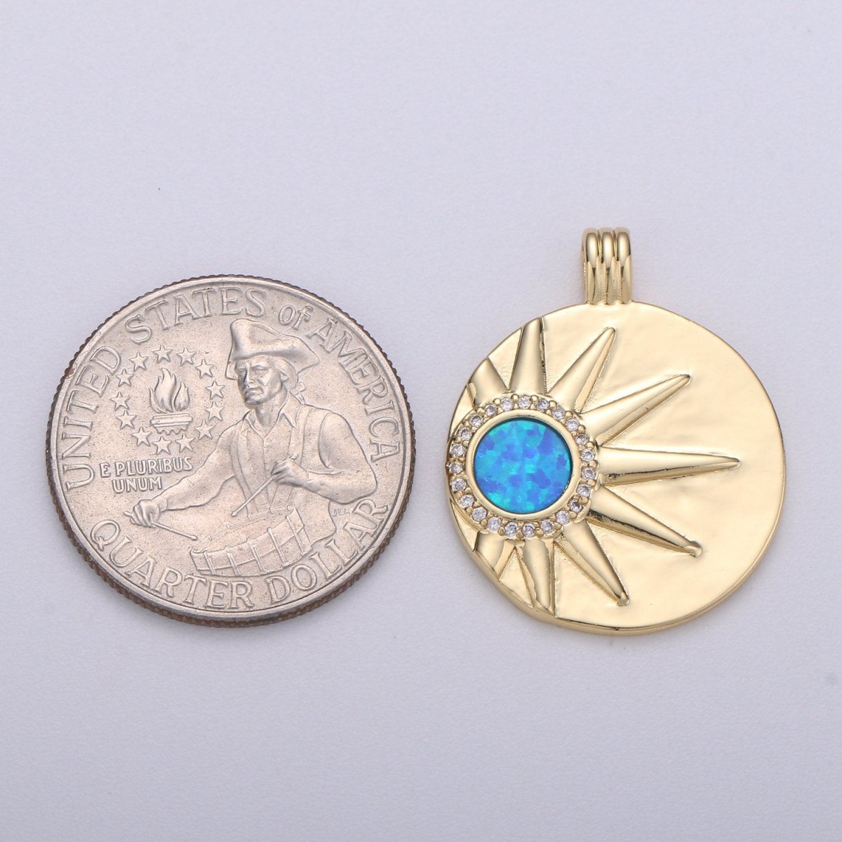 Sun with Opal Pendants • Gold Celestial Pendant • 14k Gold Filled Pendant Medallion Charm Sunburst Jewelry Supply I-711~I-713 - DLUXCA