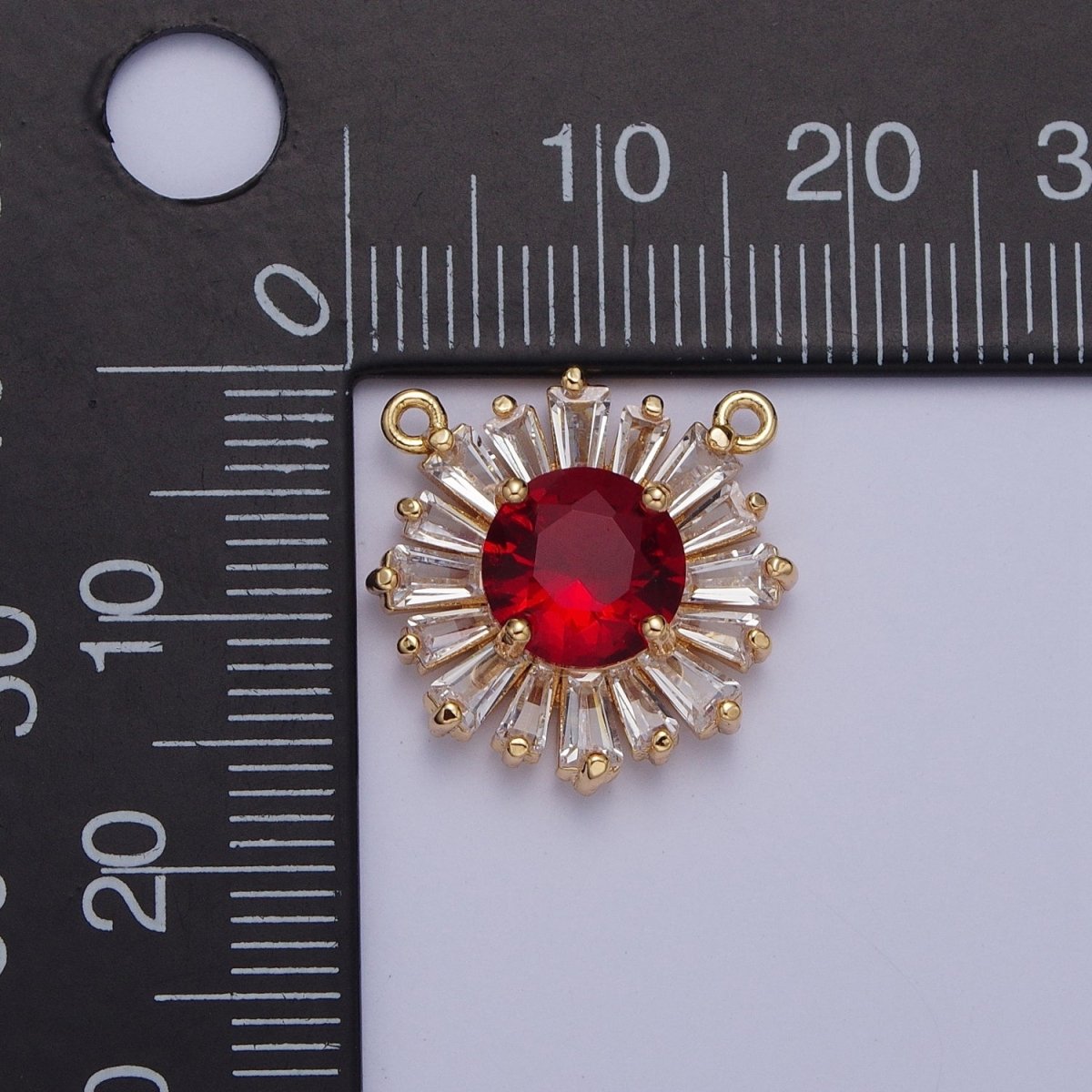 Sunburst Cubic Zirconia Round Baguette Stones Link Connector For DIY Jewelry Making G-534~G-538 - DLUXCA