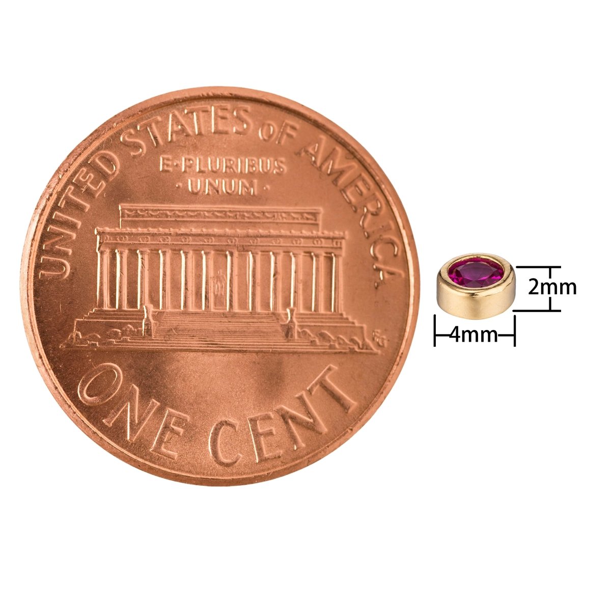 Super Tiny Golden Ring with Purple Crystal Charm CZ Mini Geometric Gold Filled Charm Pendant C-391 - DLUXCA