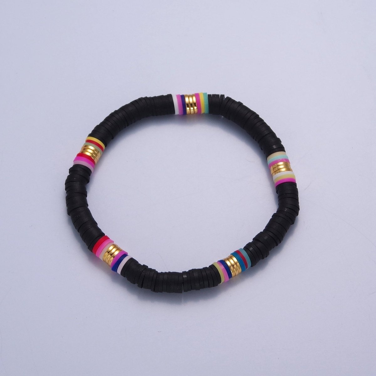 Surfer Heishi Clay Bead Bracelets for Women Bohemian Stackable Vinyl Disc Beaded Stretch Bracelets Elastic Layer Bracelet | WA-1042 to WA-1049 Clearance Pricing - DLUXCA